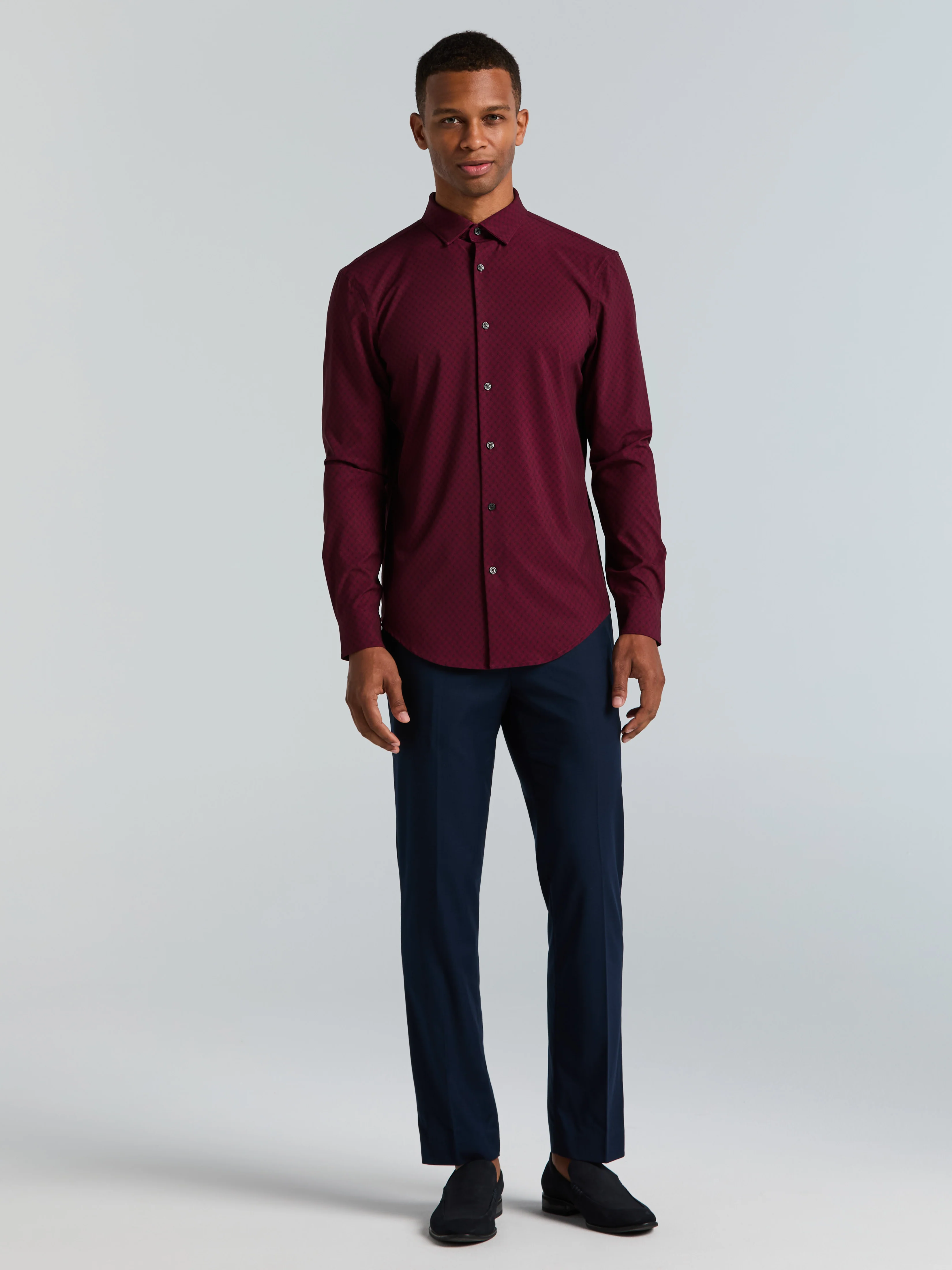 Slim Fit Geo Print Total Stretch Shirt - Image 6