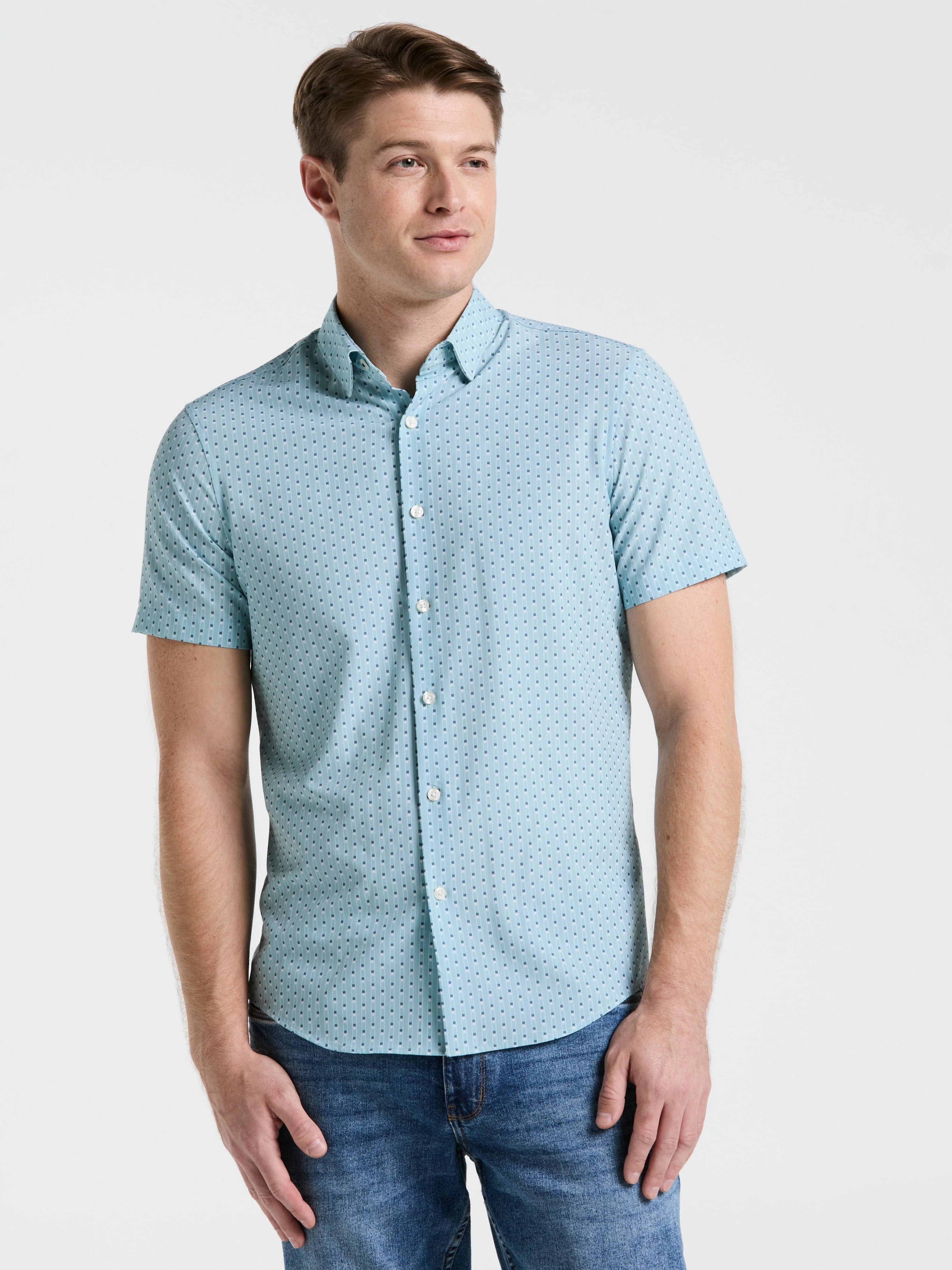 Slim Fit Geometric Stripe Shirt