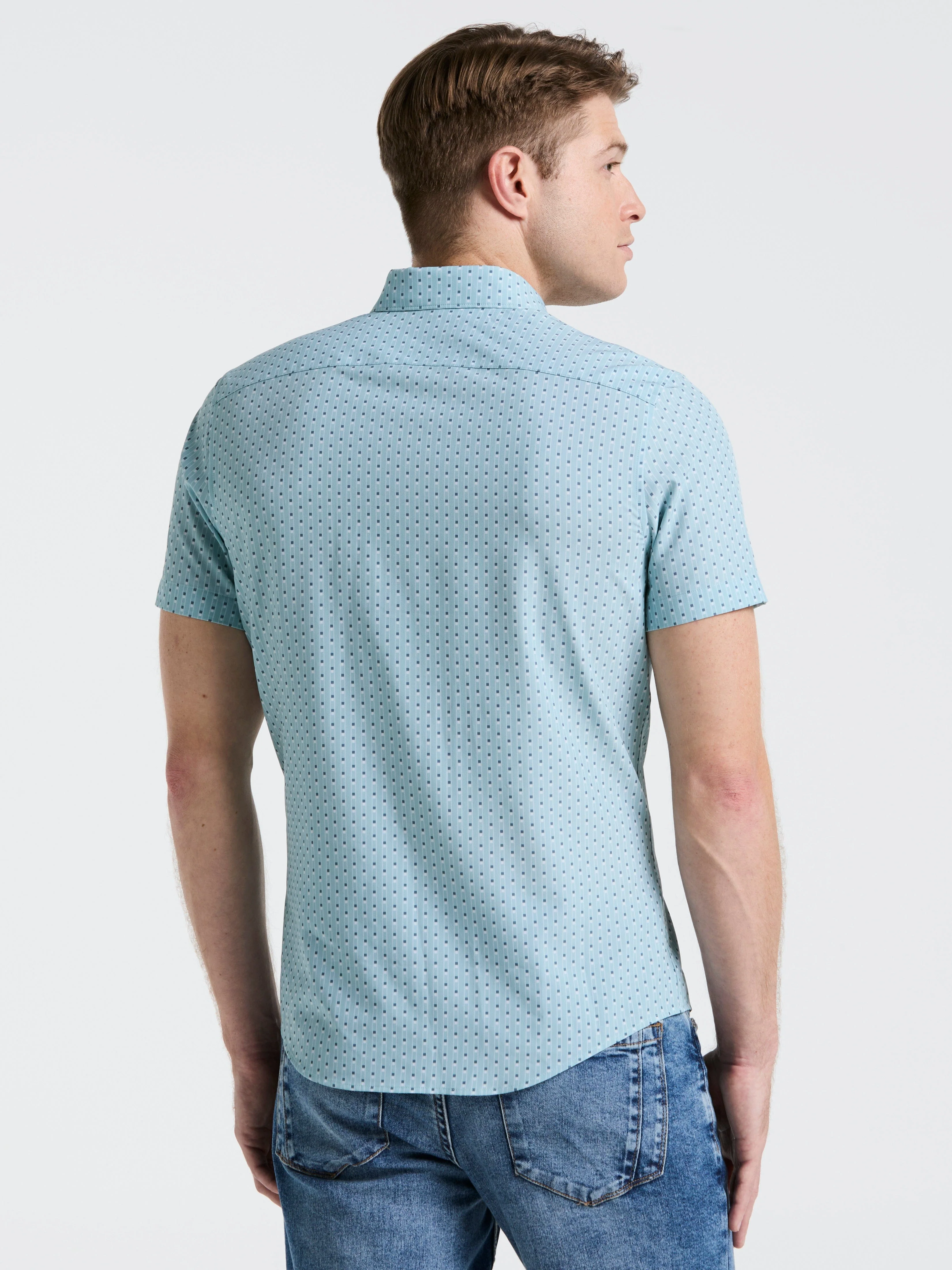 Slim Fit Geometric Stripe Shirt - Image 2