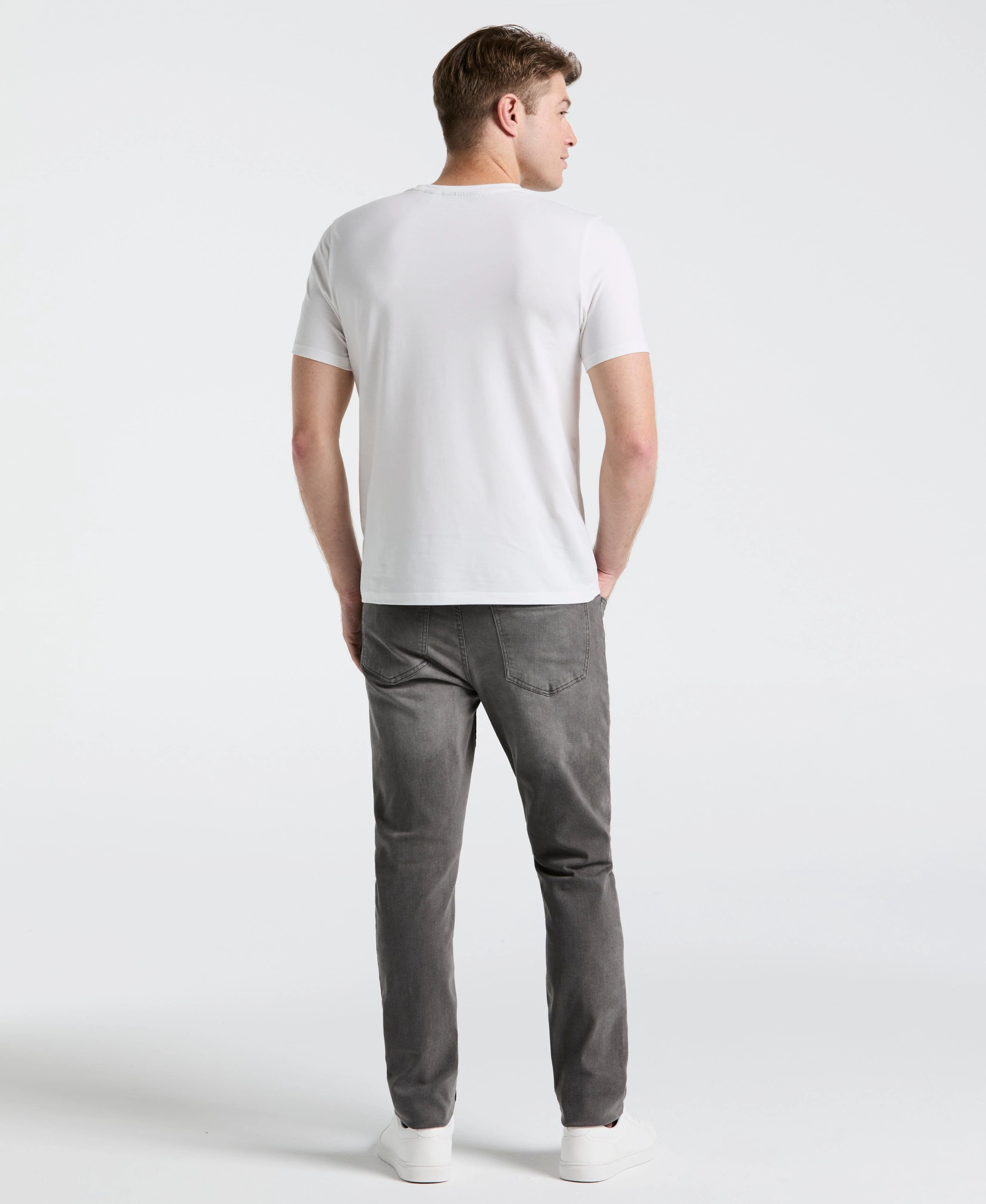 Slim Fit Light Wash Gray 5-Pocket Denim Pant - Image 2