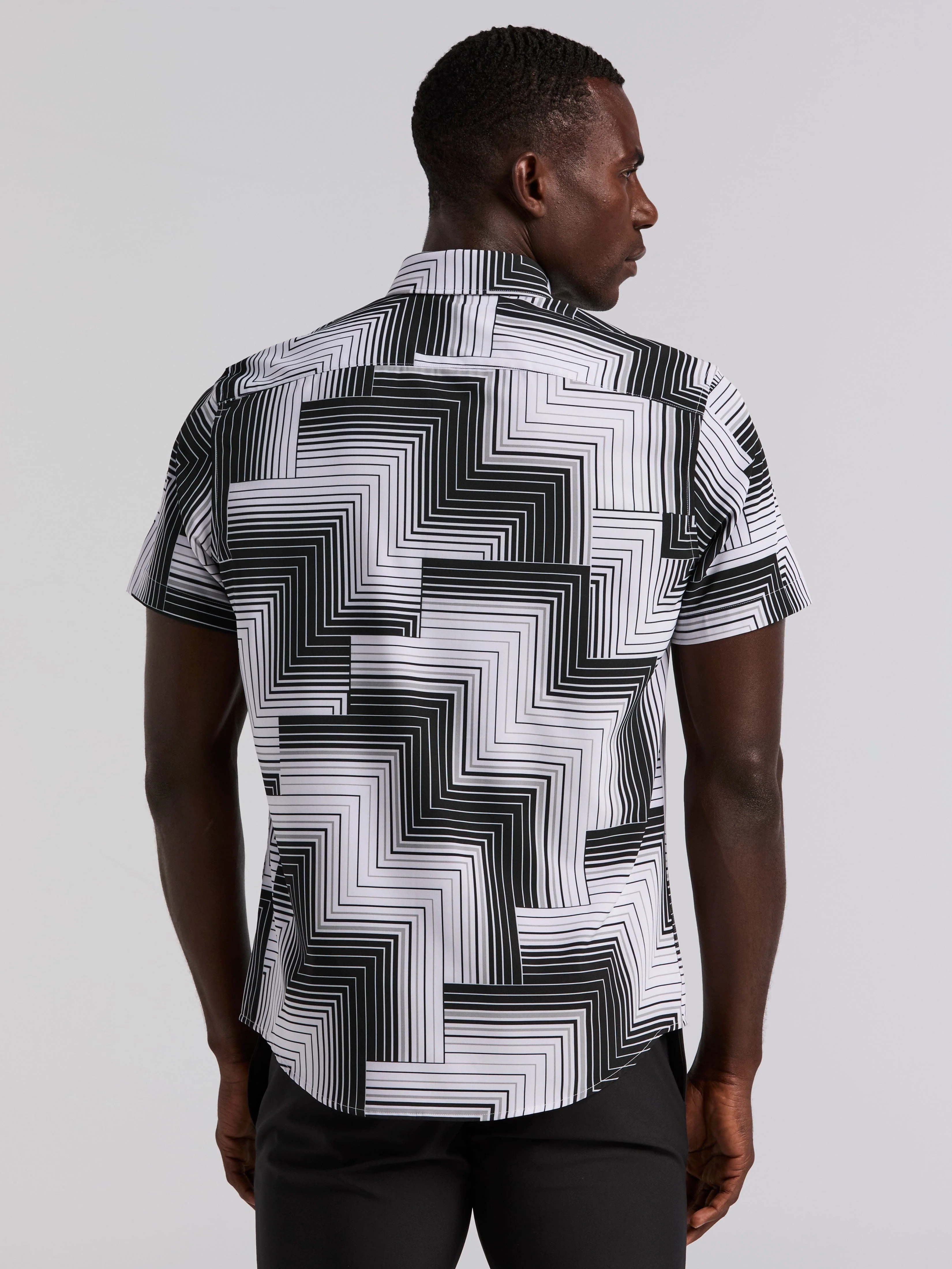 Slim Fit Linear Geo Print Shirt - Image 2