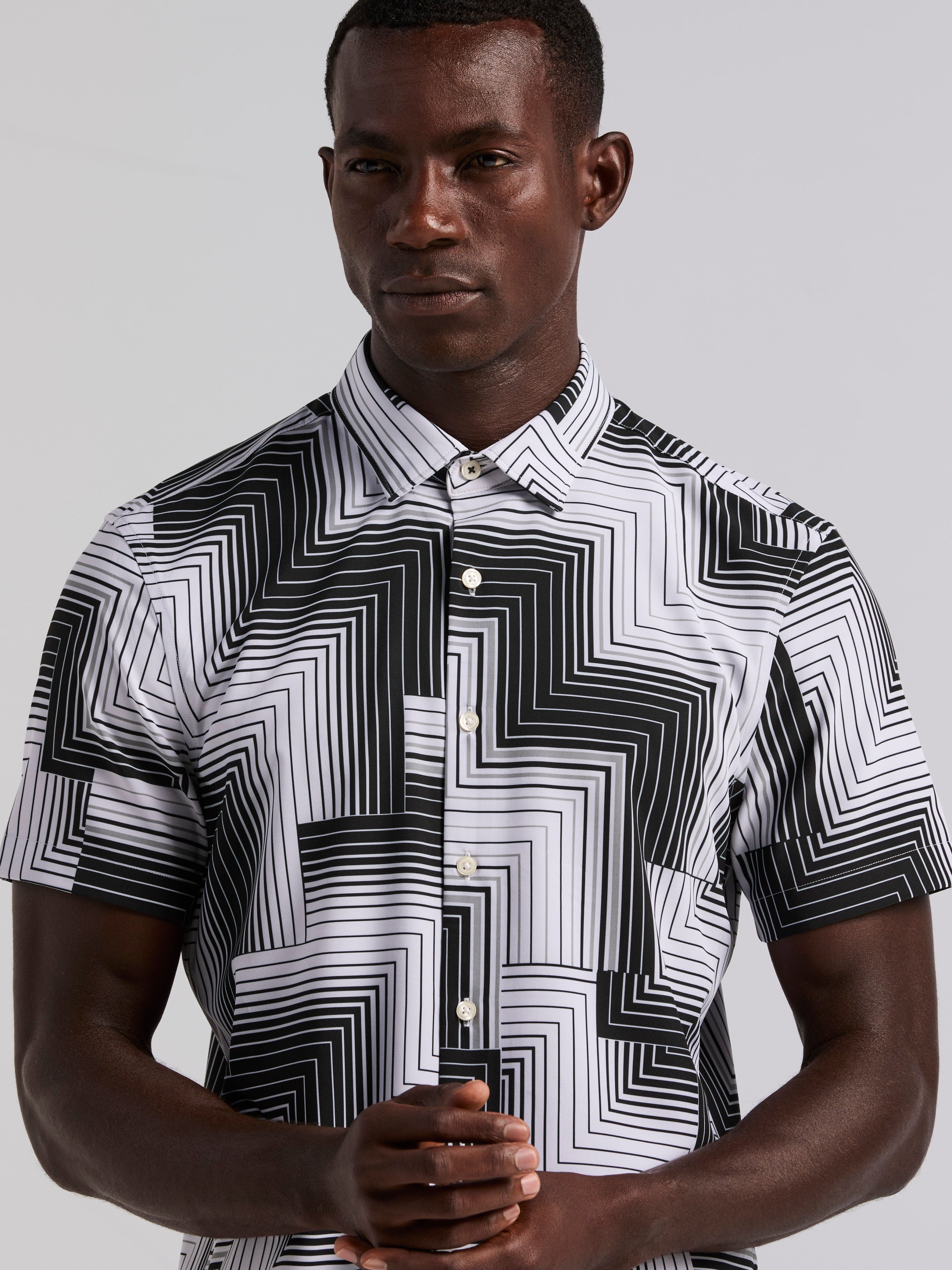 Slim Fit Linear Geo Print Shirt - Image 3
