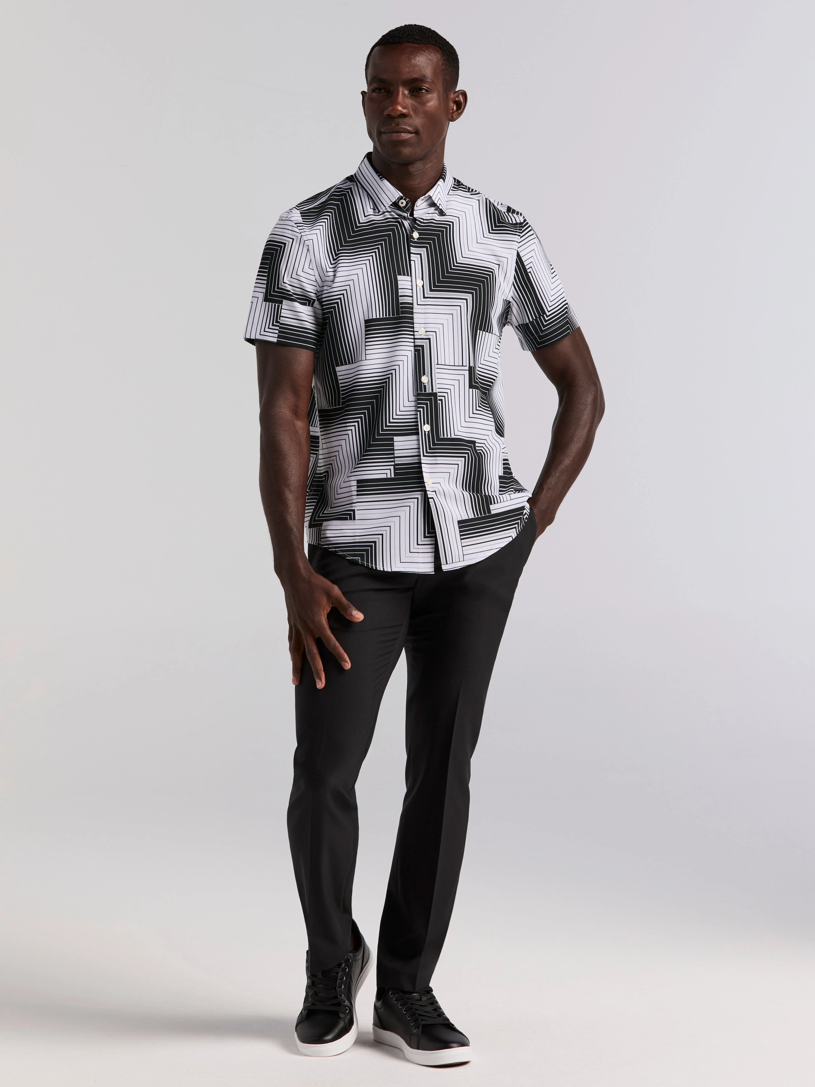 Slim Fit Linear Geo Print Shirt - Image 5