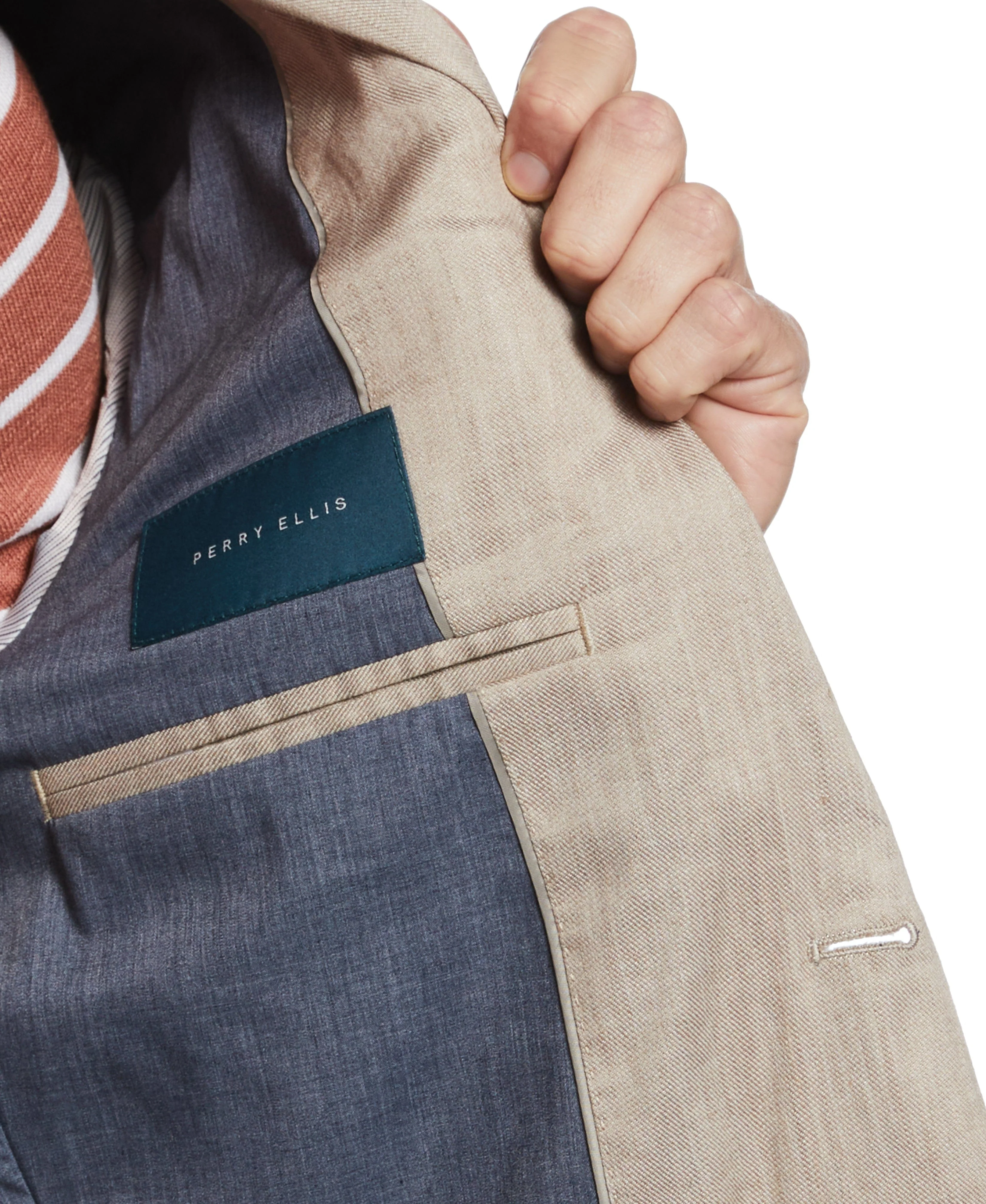 Slim Fit Linen Blend Summer Suit Jacket - Image 3
