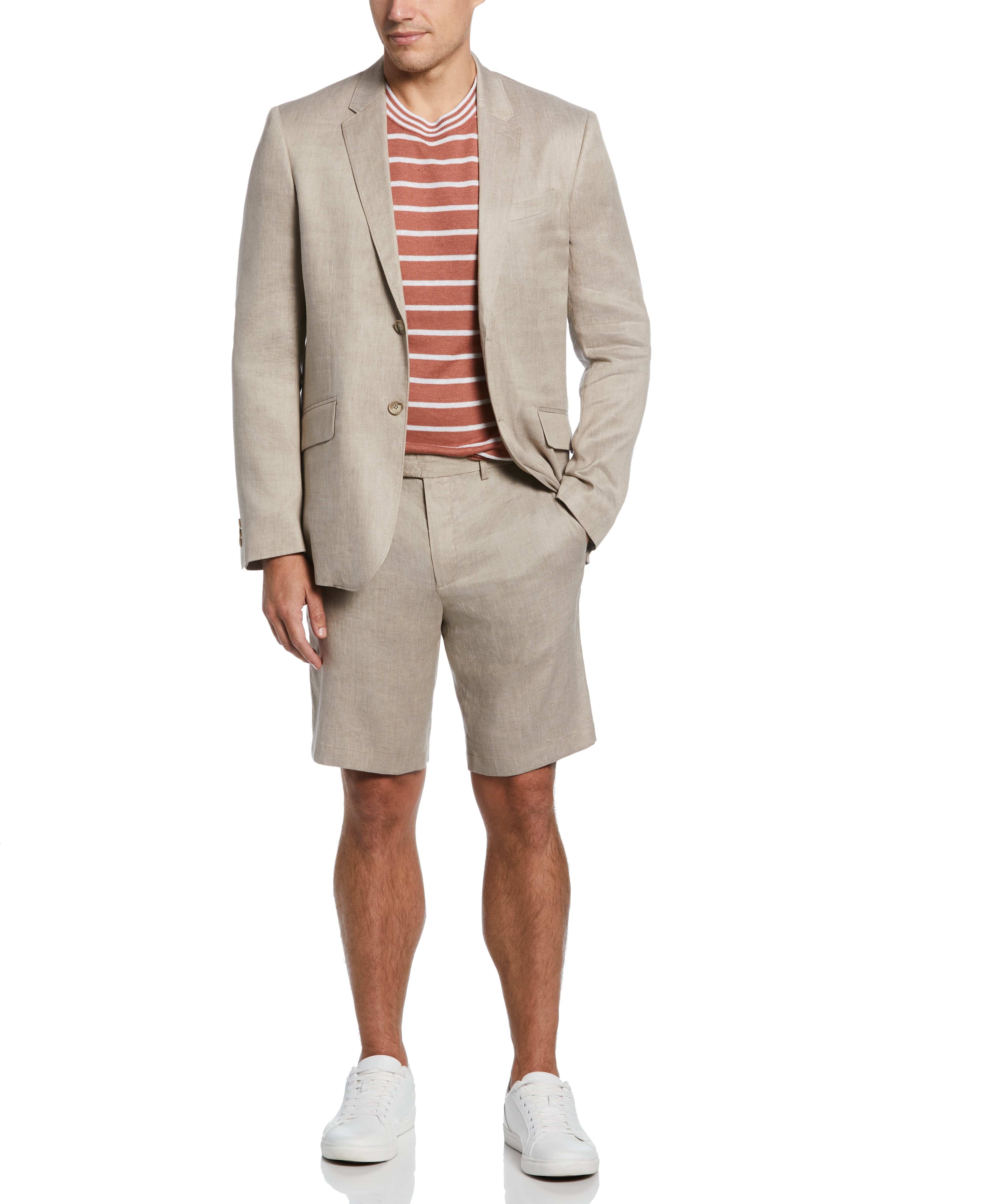 Slim Fit Linen Blend Summer Suit Jacket - Image 4