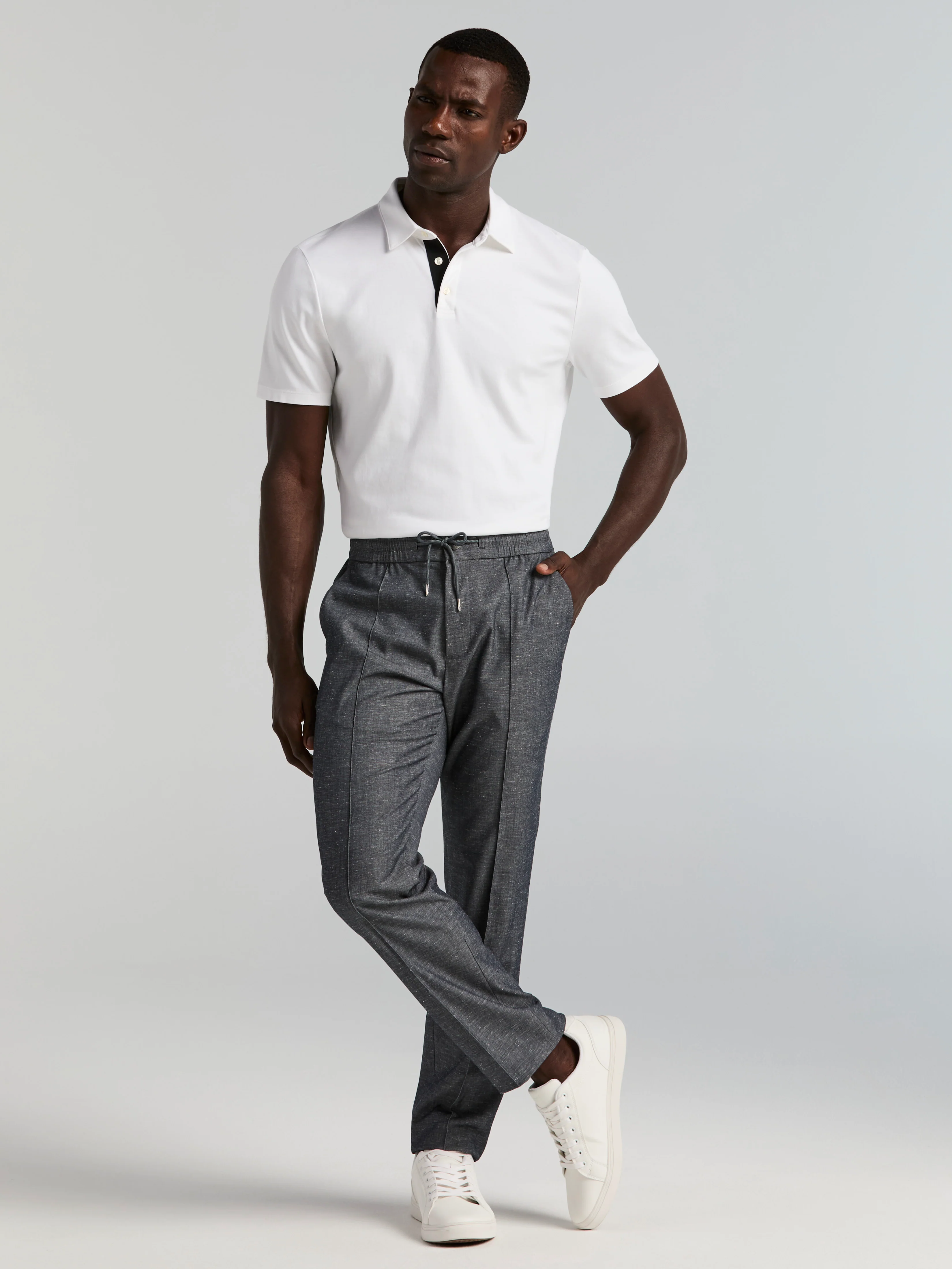 Slim Fit Linen Blend Drawstring Pants - Image 10
