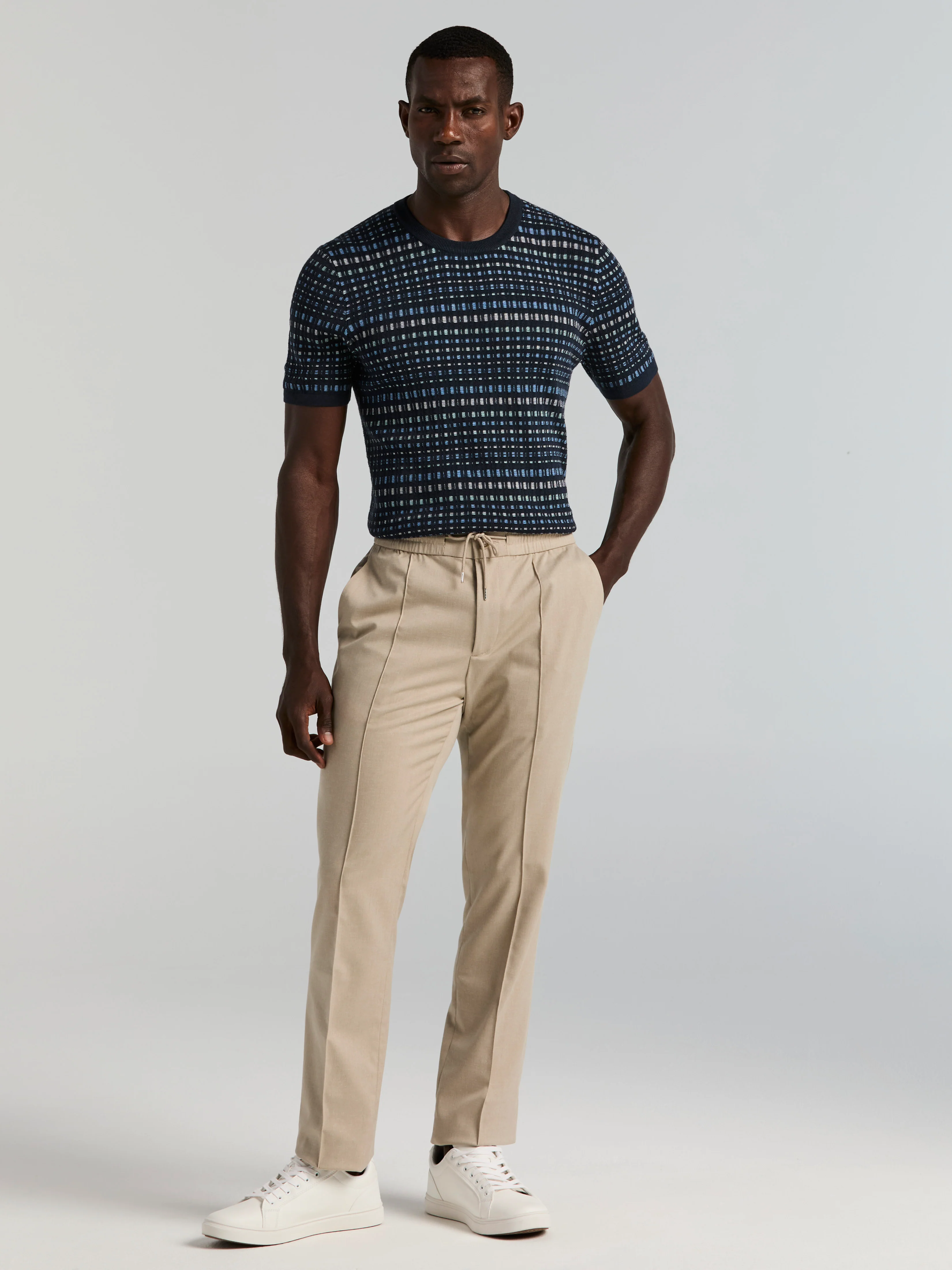 Slim Fit Linen Blend Drawstring Pants - Image 4