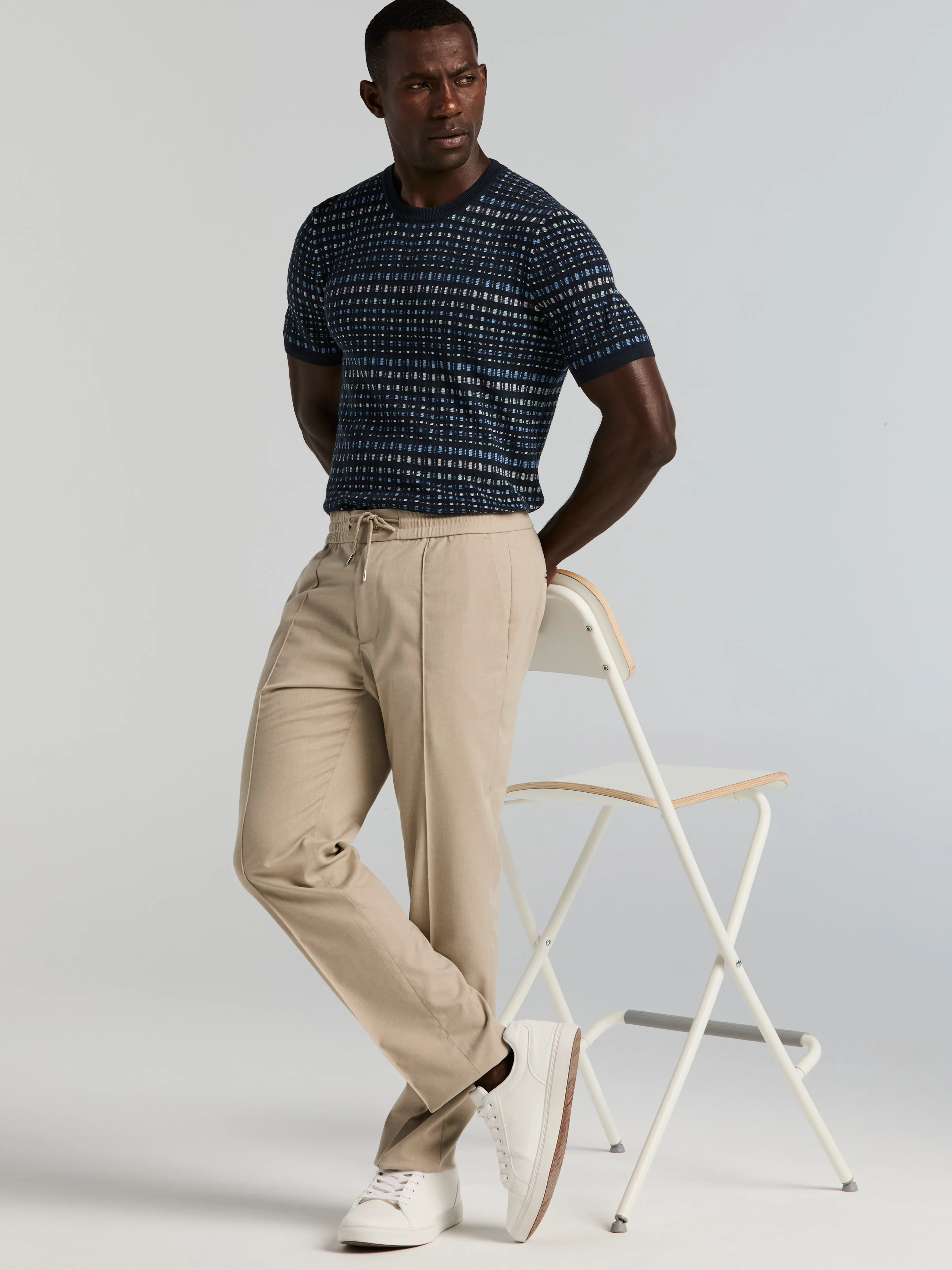 Slim Fit Linen Blend Drawstring Pants - Image 5