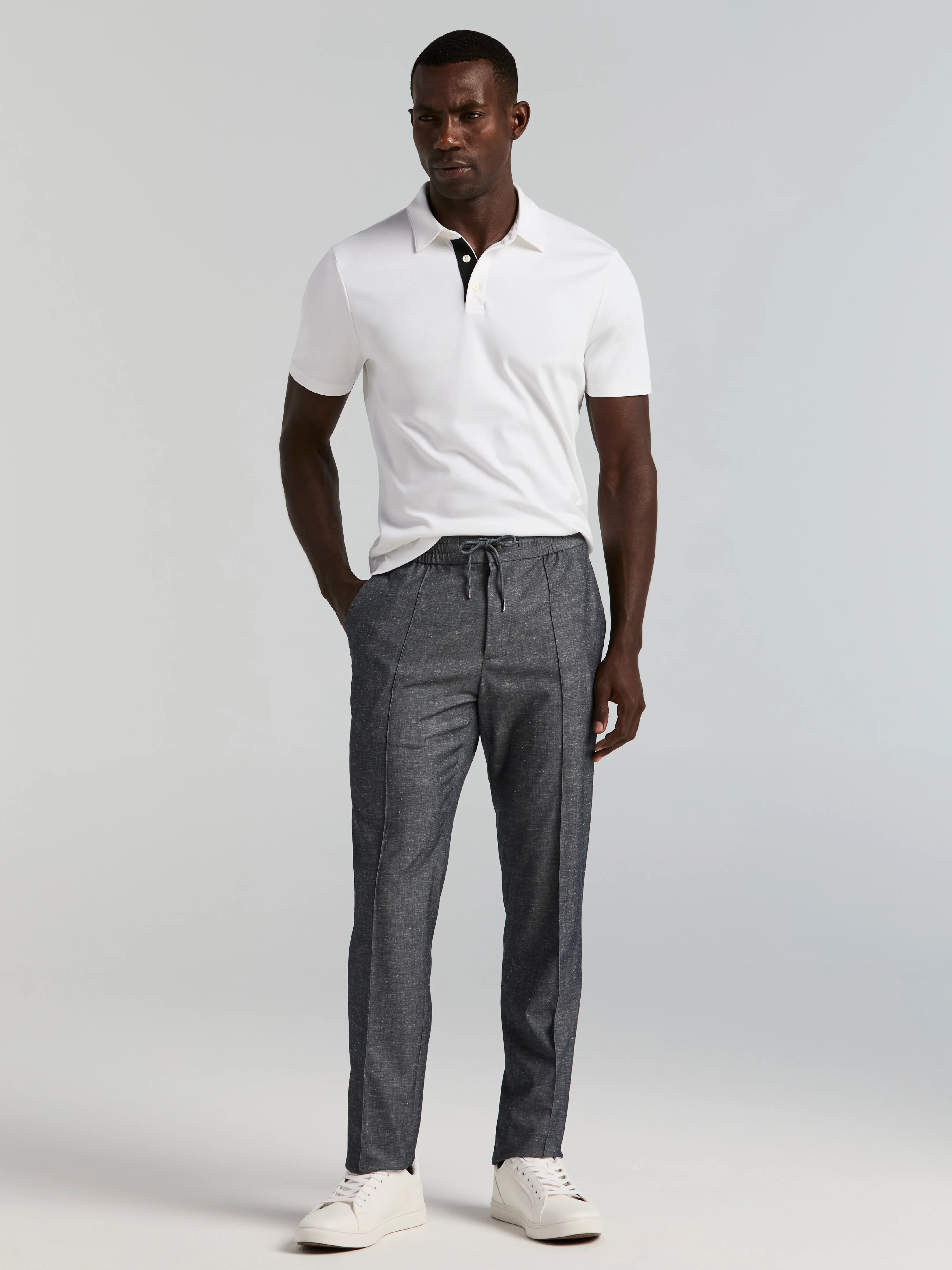 Slim Fit Linen Blend Drawstring Pants - Image 9