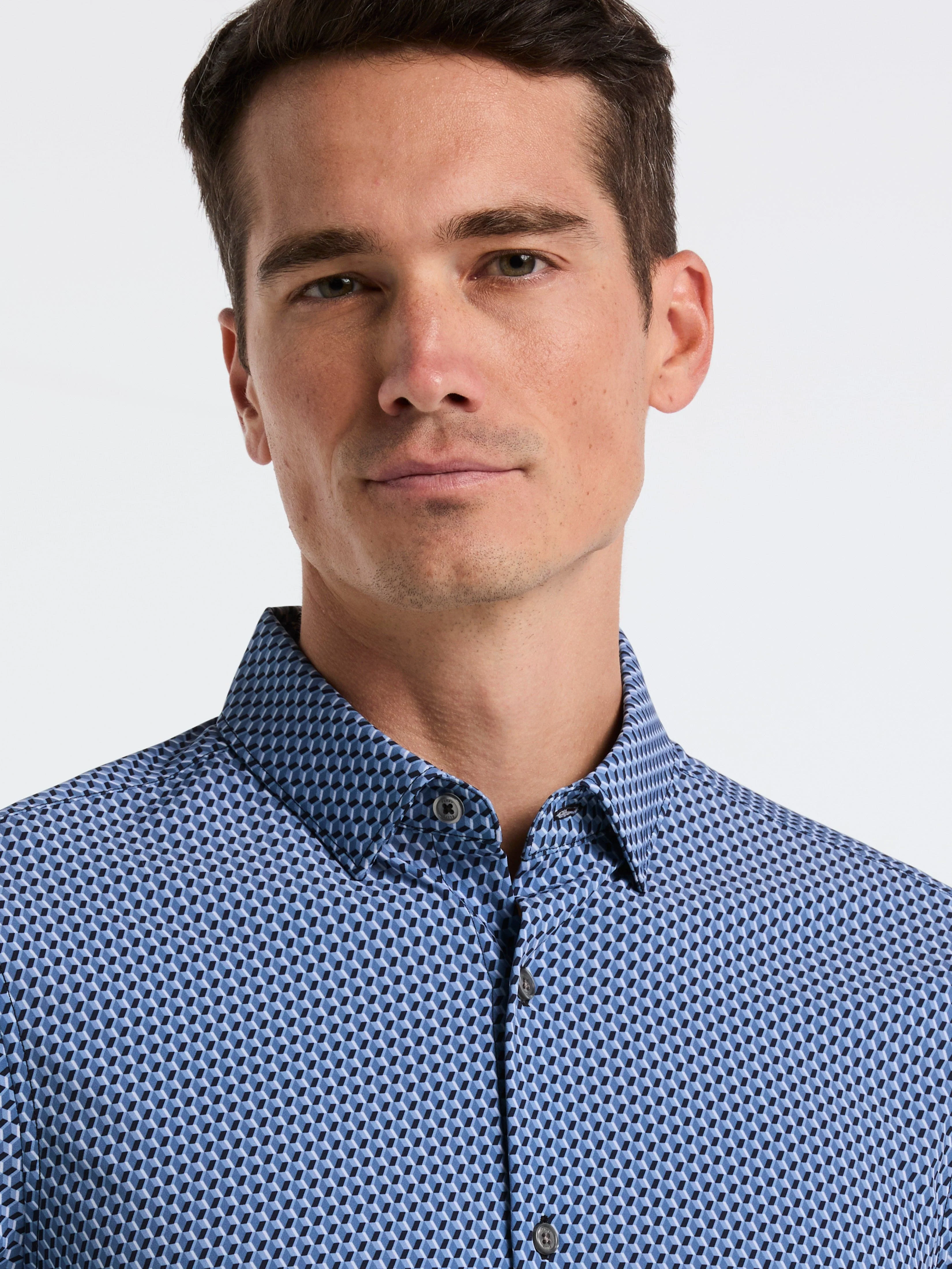 Slim Fit Total Stretch Geo Print Shirt - Image 2