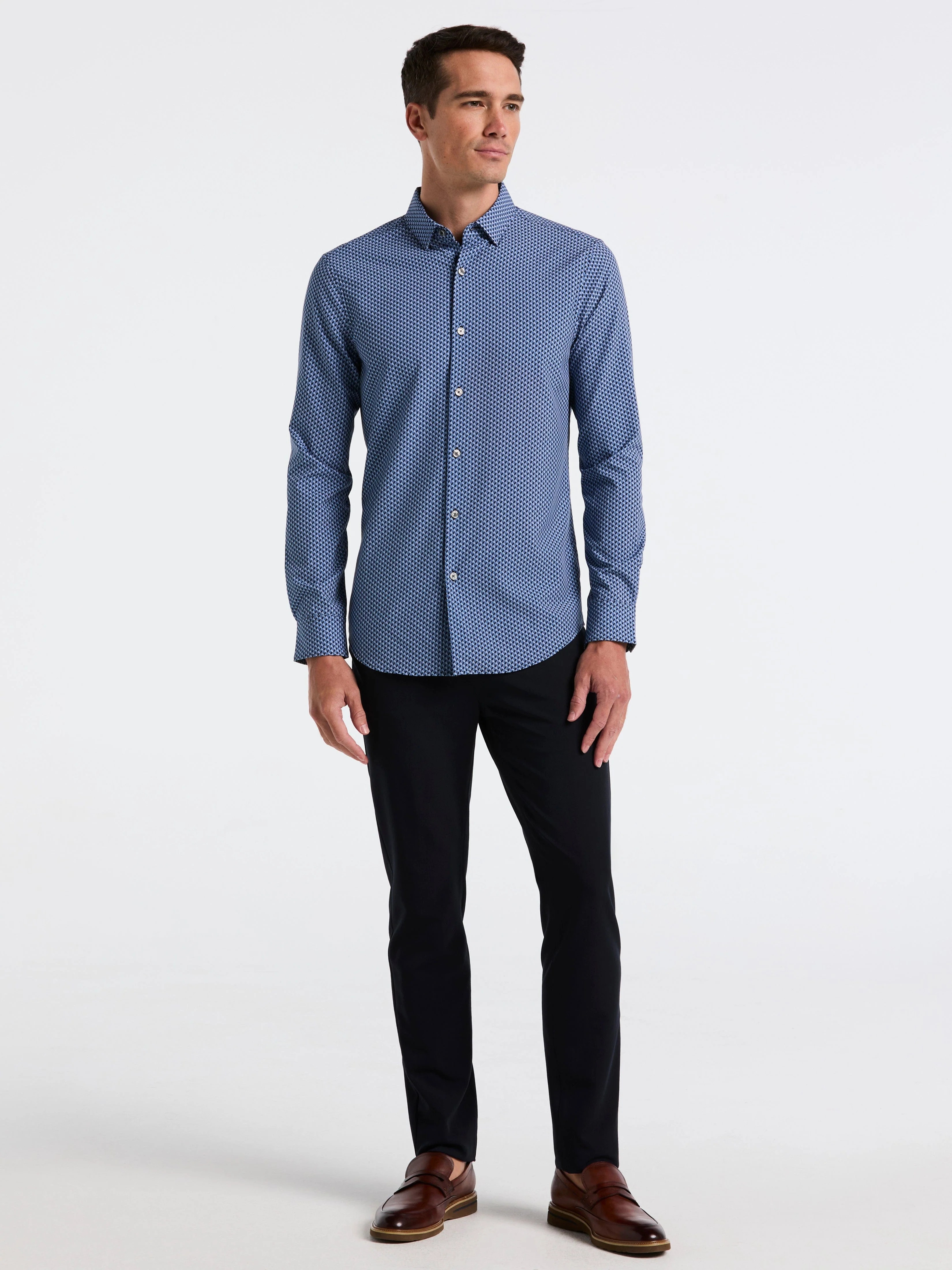 Slim Fit Total Stretch Geo Print Shirt - Image 3