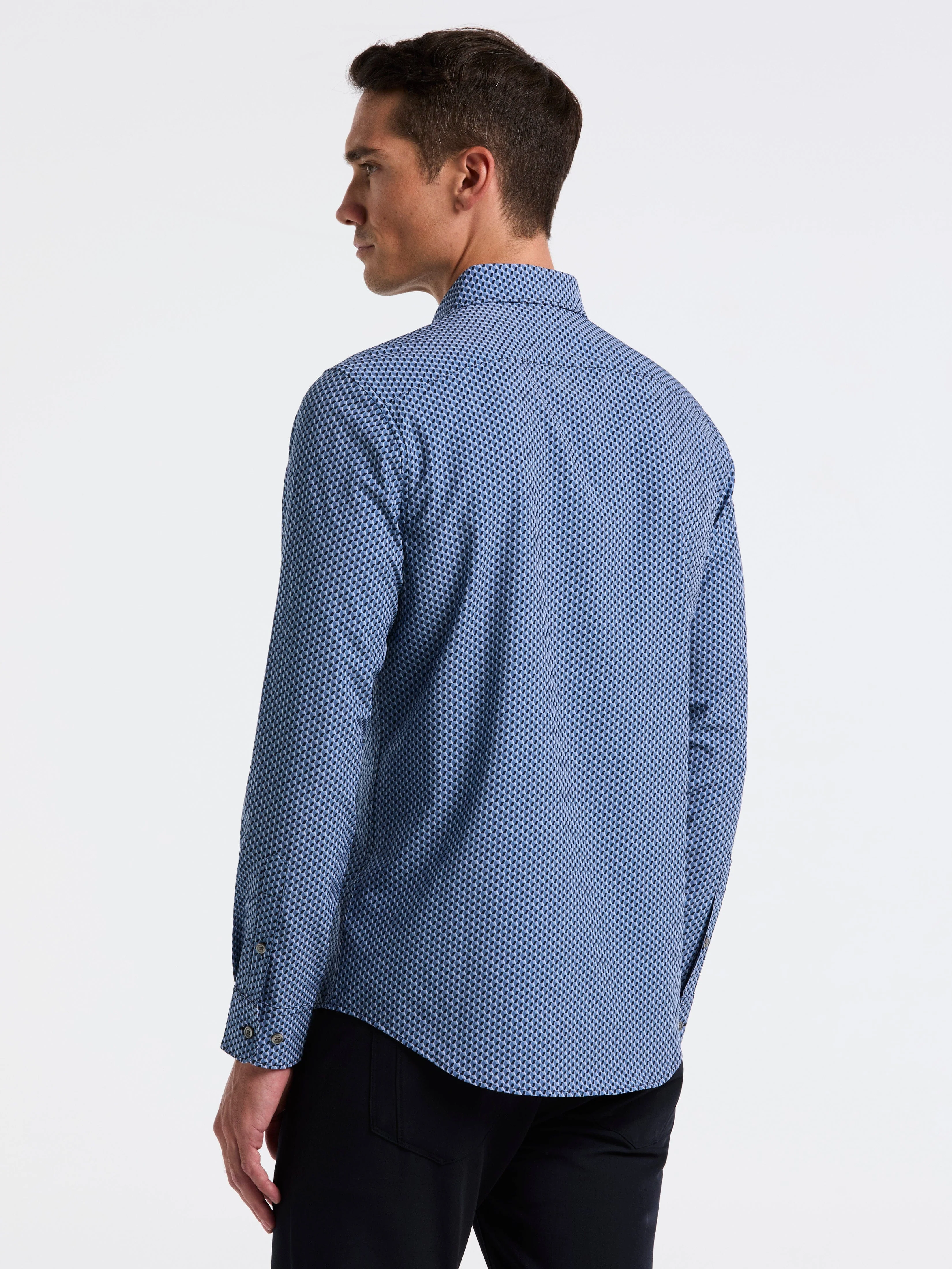 Slim Fit Total Stretch Geo Print Shirt - Image 4