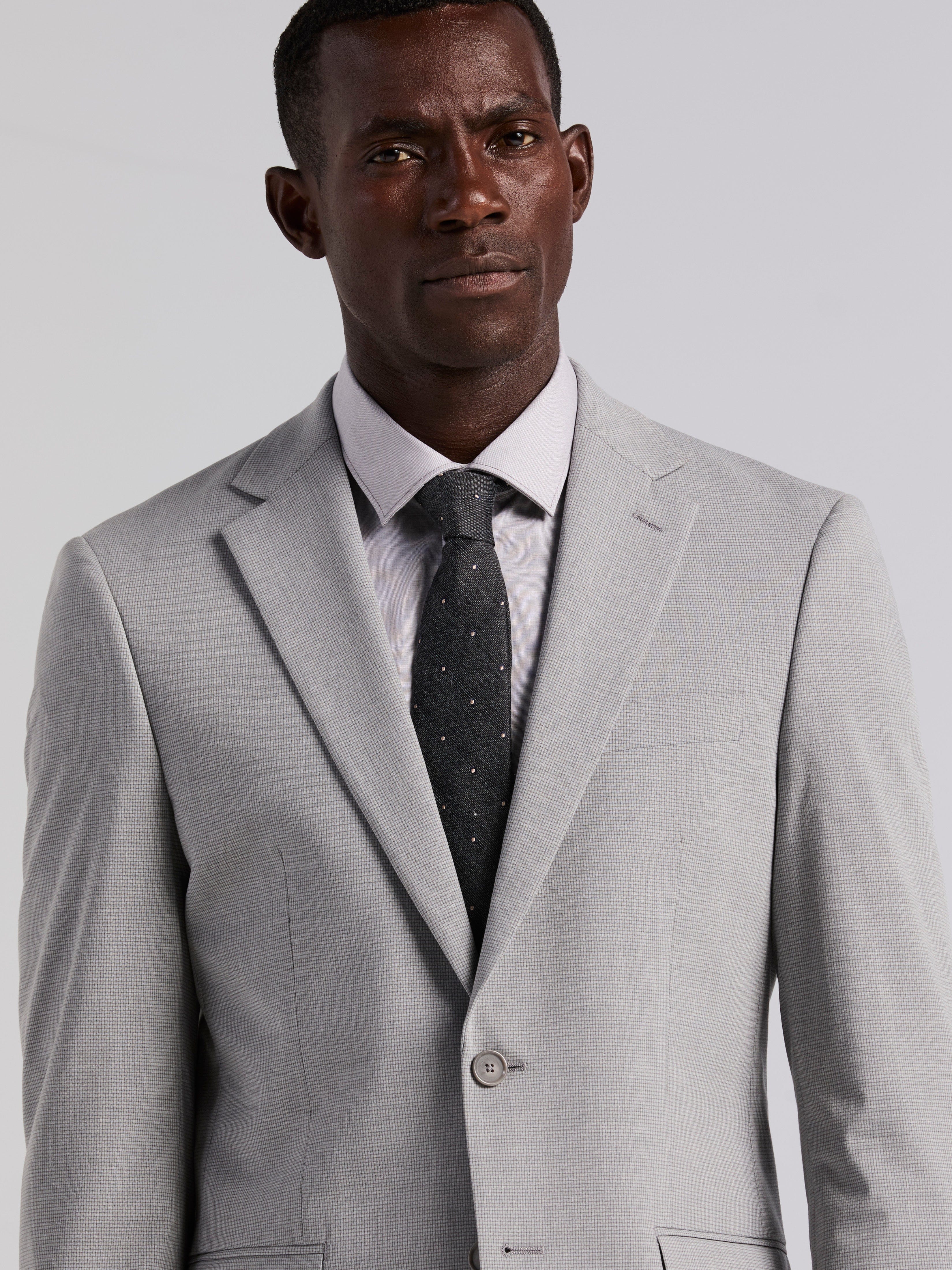 Slim Fit Mini Grid Pattern Suit Jacket - Image 2