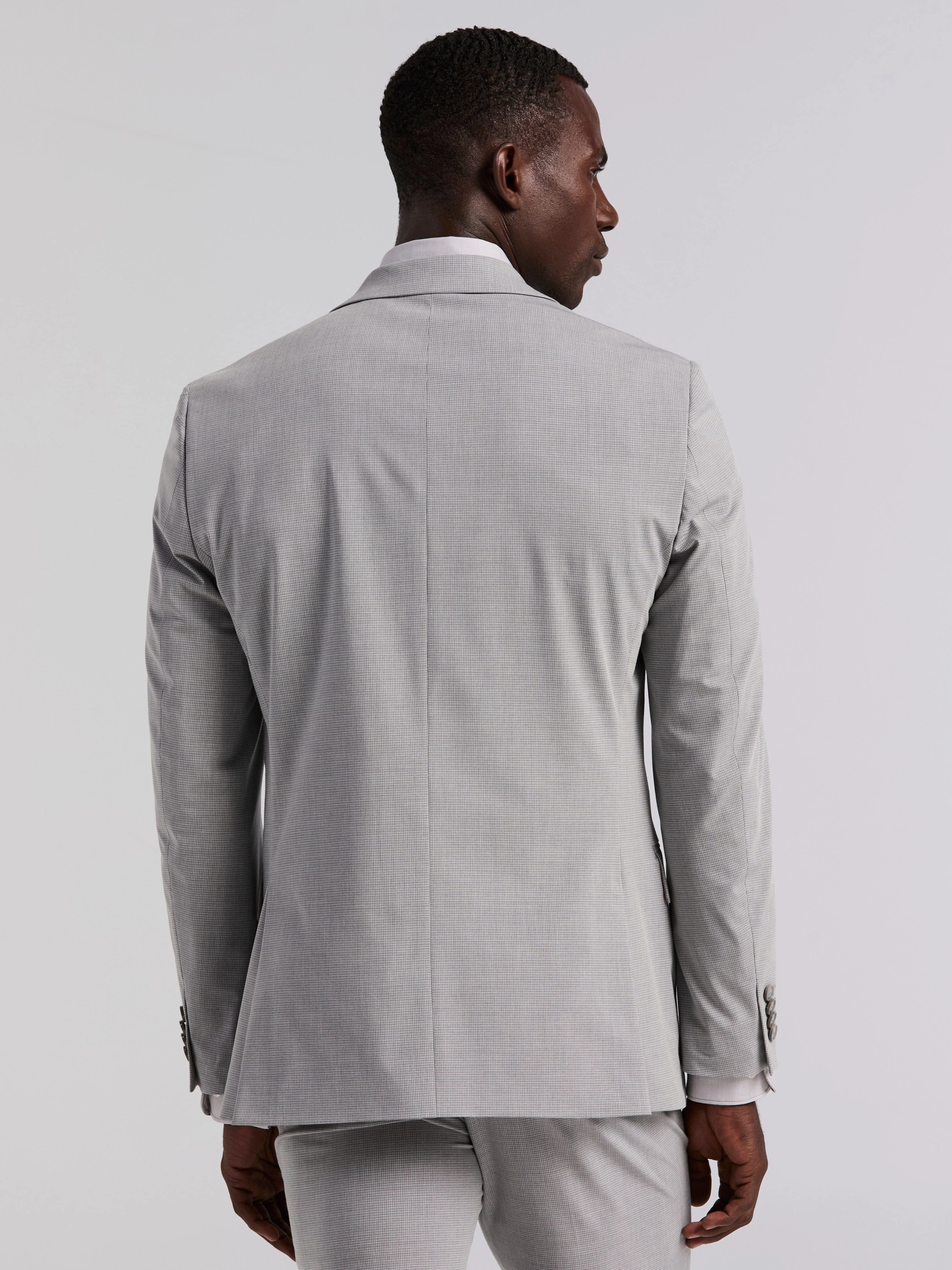 Slim Fit Mini Grid Pattern Suit Jacket - Image 3