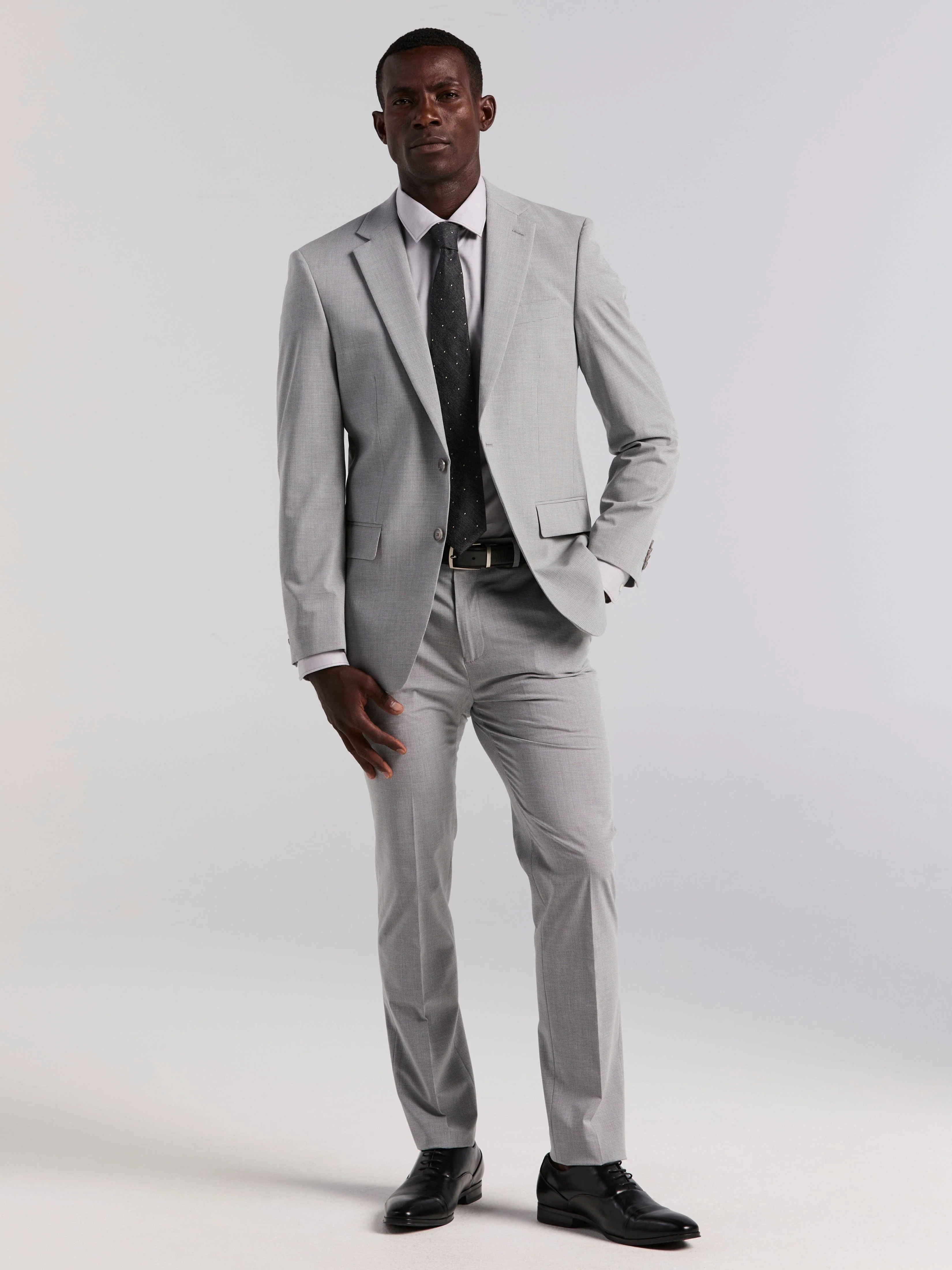 Slim Fit Mini Grid Pattern Suit Jacket - Image 5