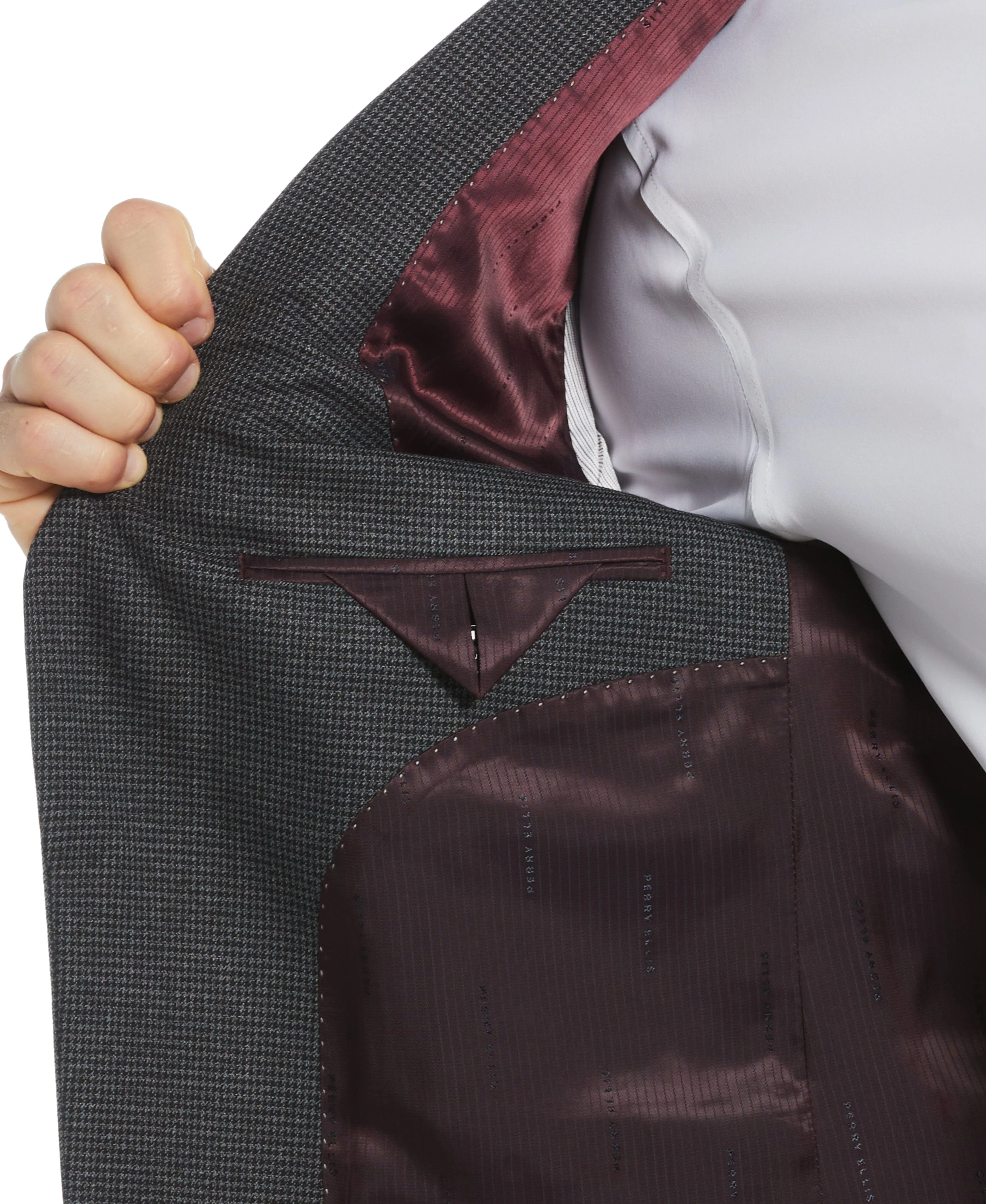 Slim Fit Notch Lapel Houndstooth Suit Jacket - Image 4