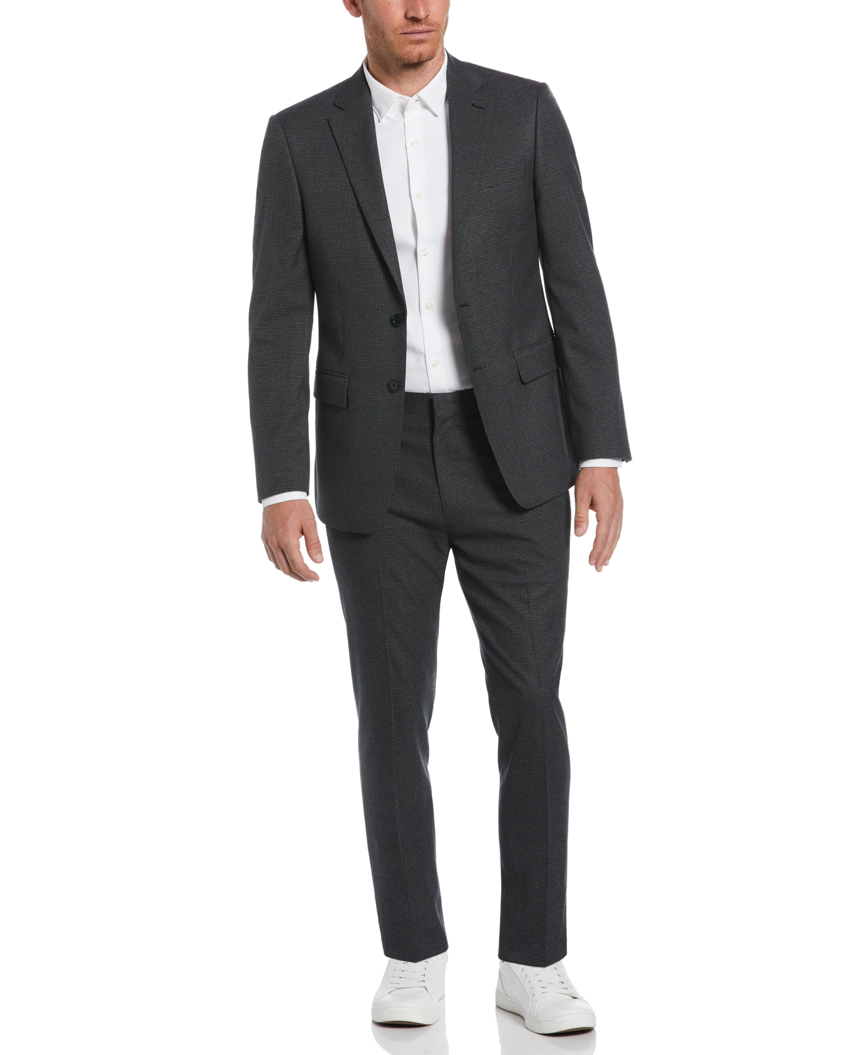 Slim Fit Notch Lapel Houndstooth Suit Jacket - Image 5