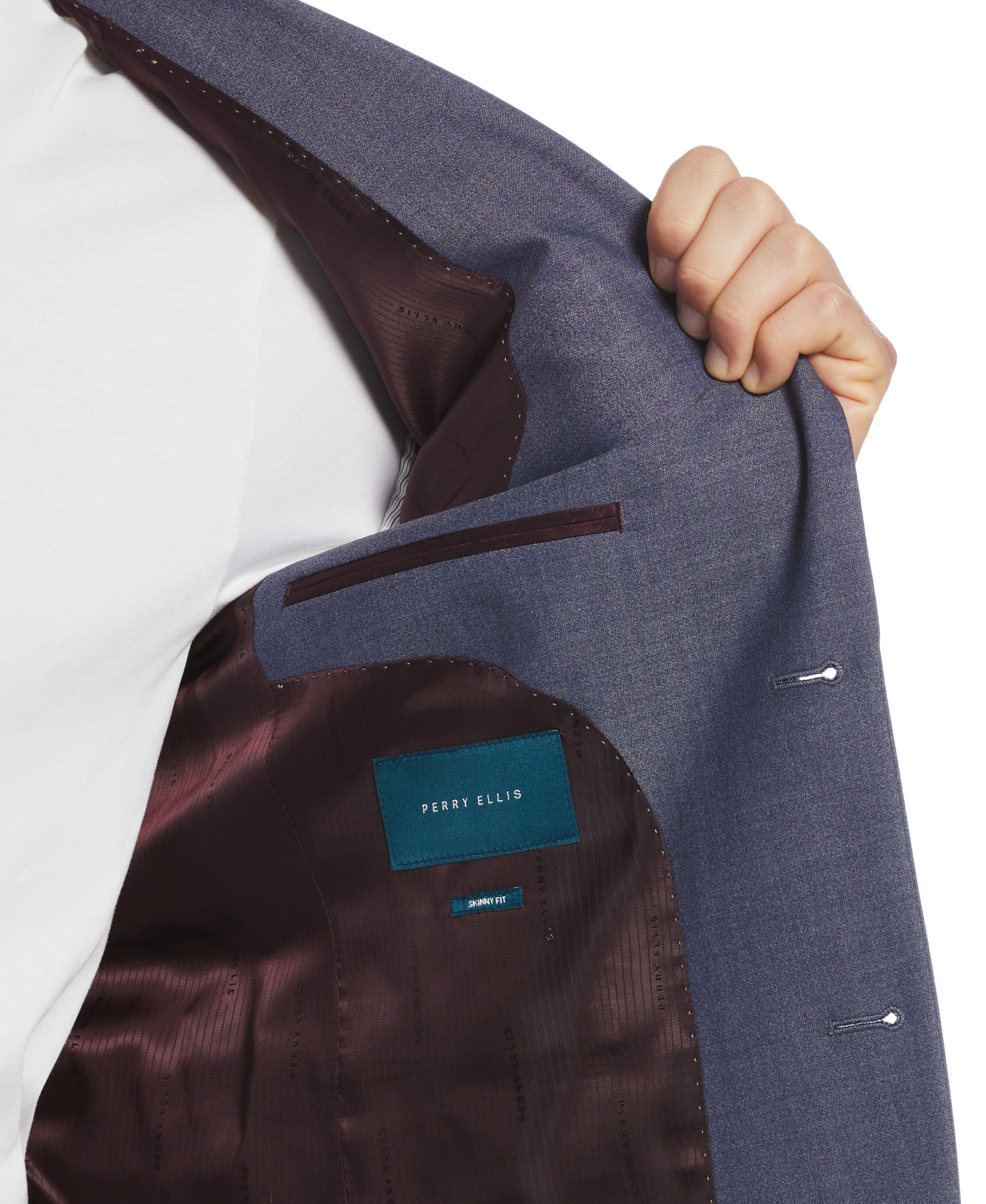 Skinny Fit Notch Lapel Iridescent Suit Jacket - Image 3