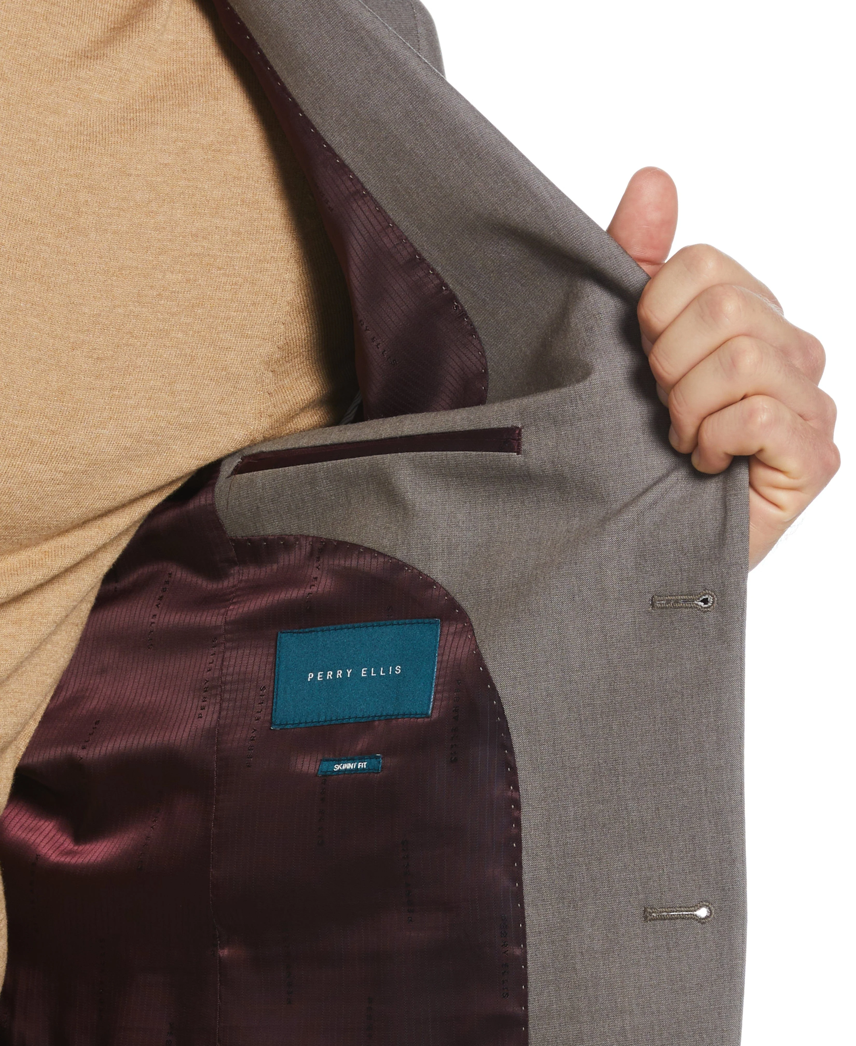 Skinny Fit Notch Lapel Iridescent Suit Jacket - Image 3