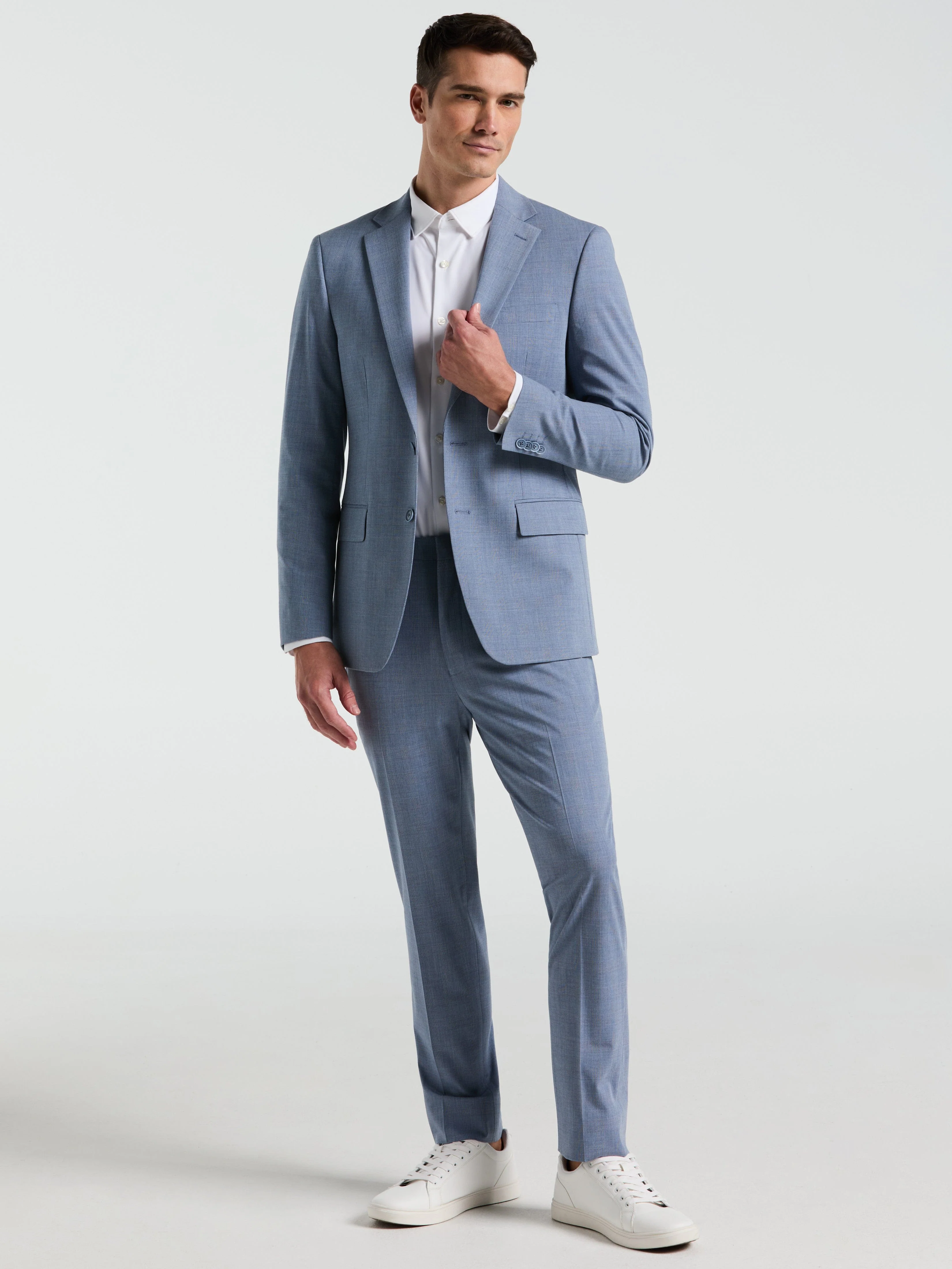 Slim Fit Plaid Print Suit Jacket - Image 4