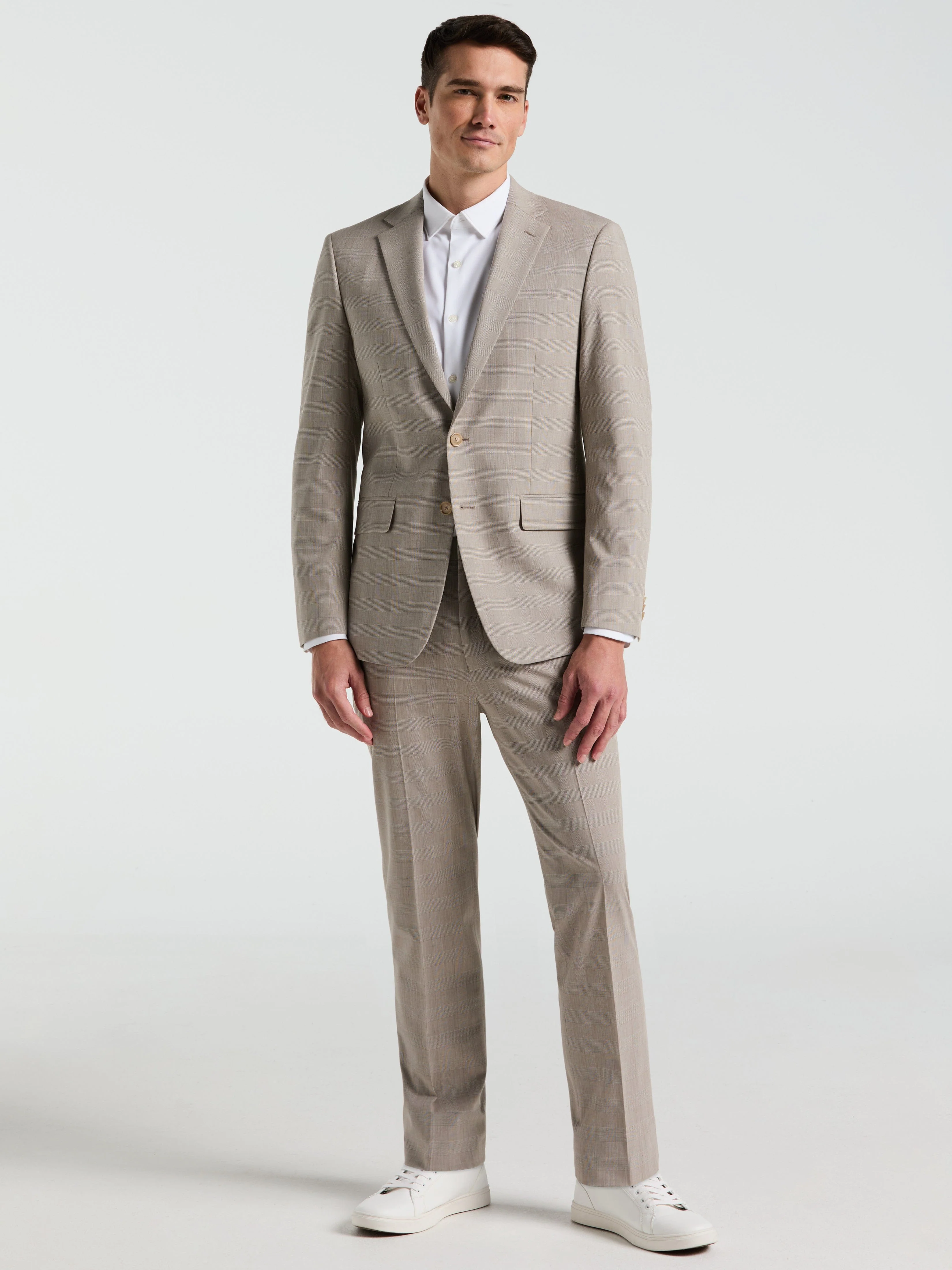 Slim Fit Plaid Print Suit Jacket - Image 4