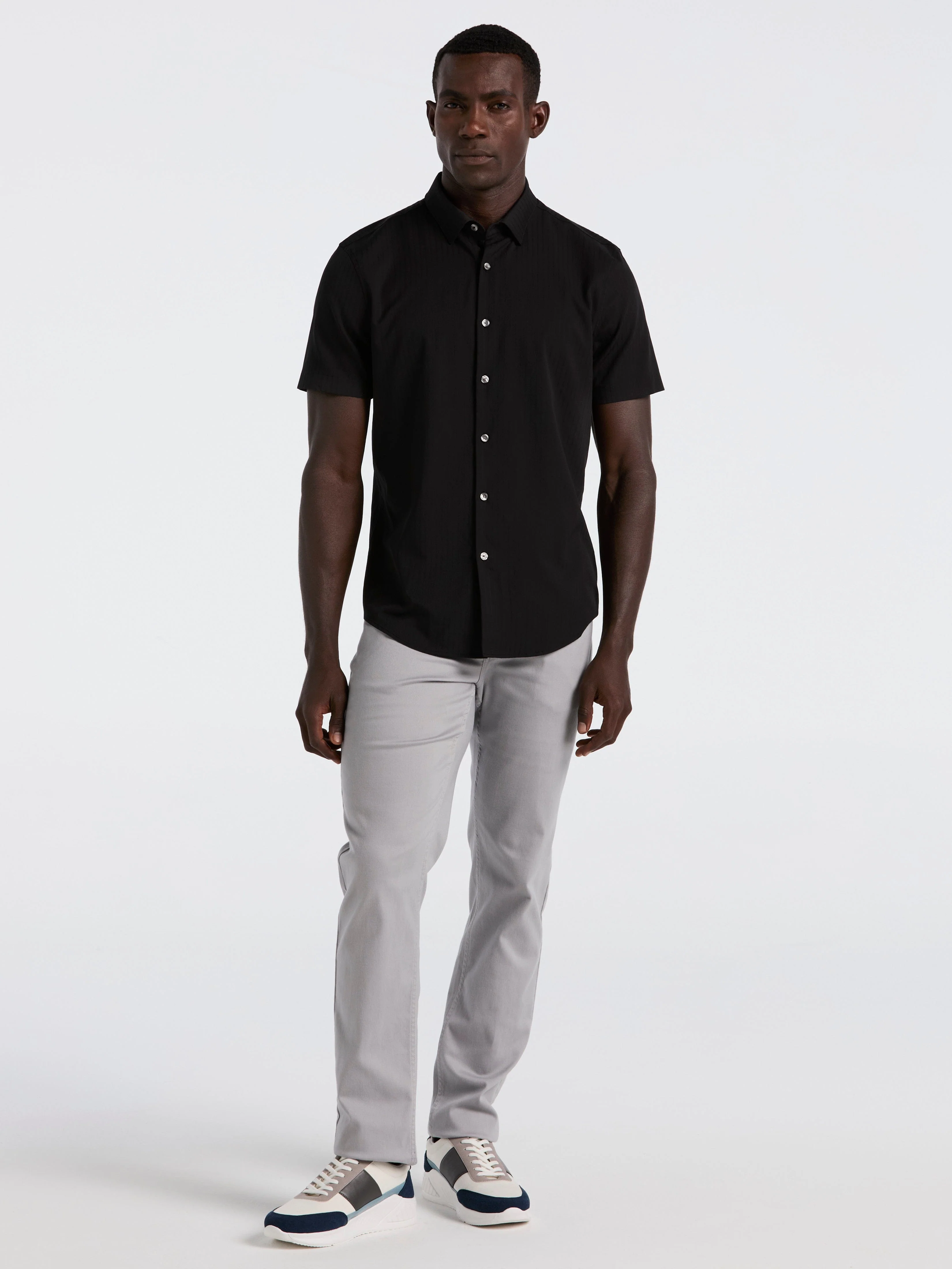 Slim Fit Ribbed Short Sleeve Shirt - Image 2