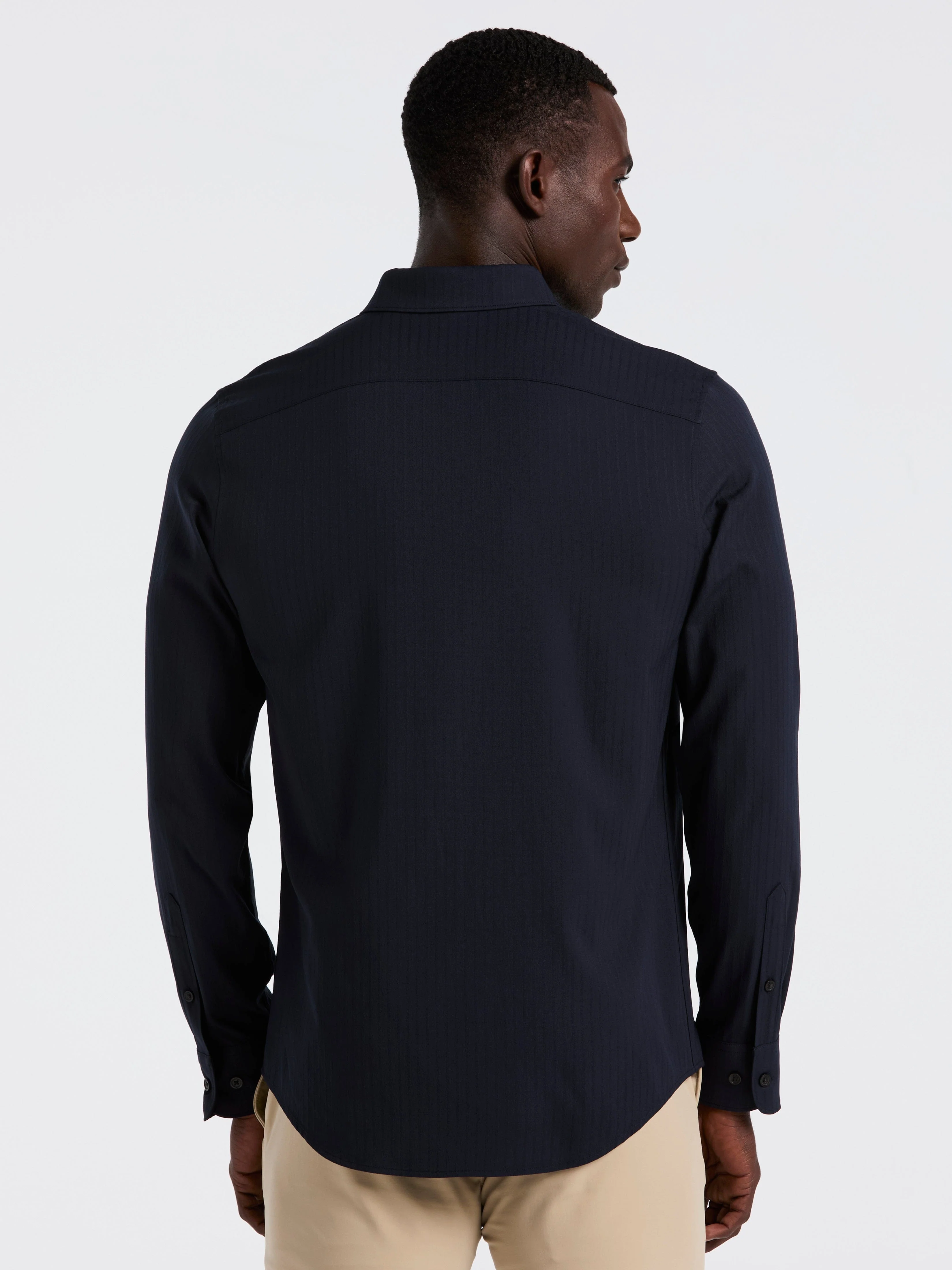 Slim Fit Ribbed Solid Total Stretch Shirt - Image 3