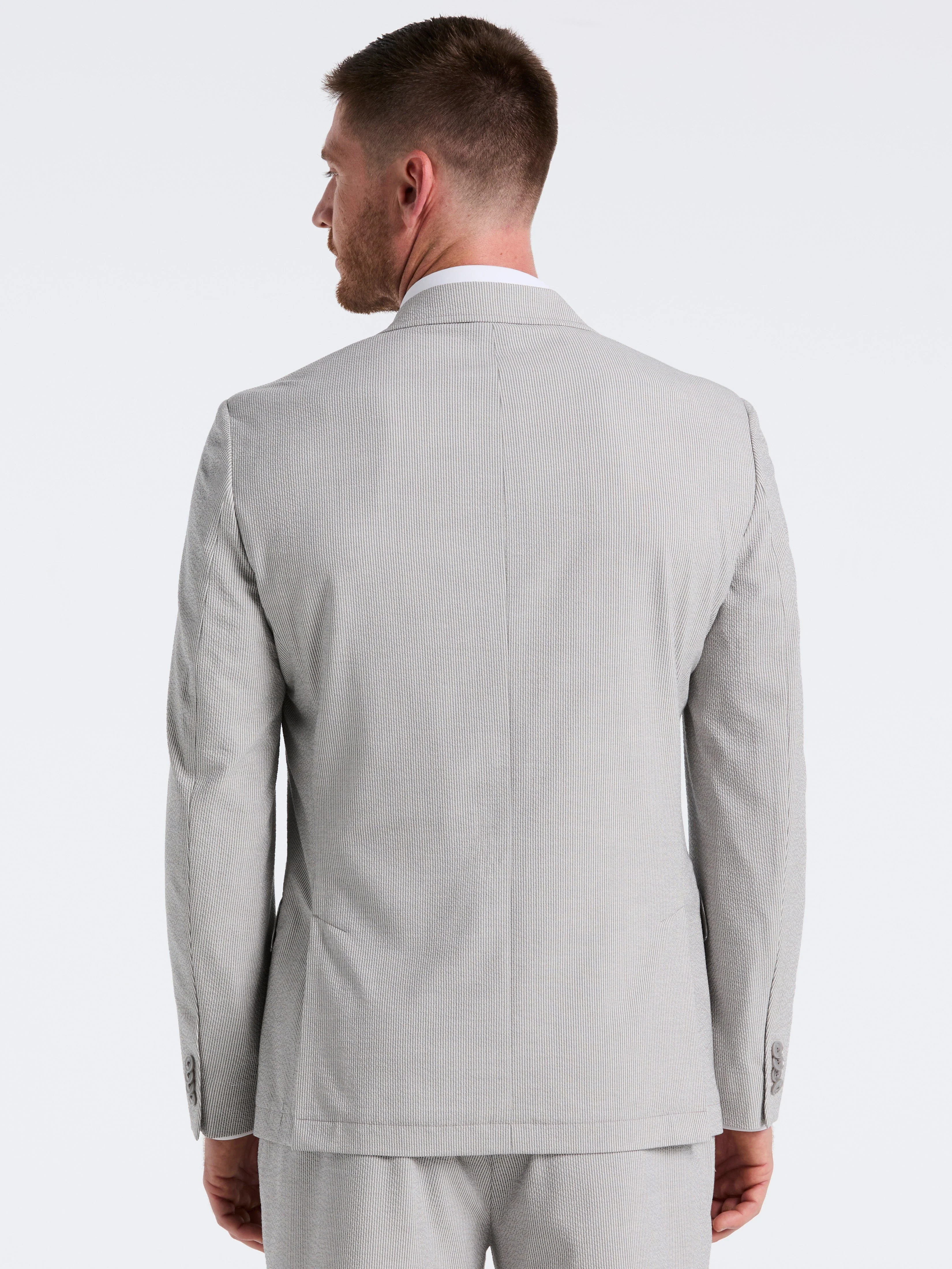 Slim Fit Seersucker Stripe Suit Jacket - Image 3