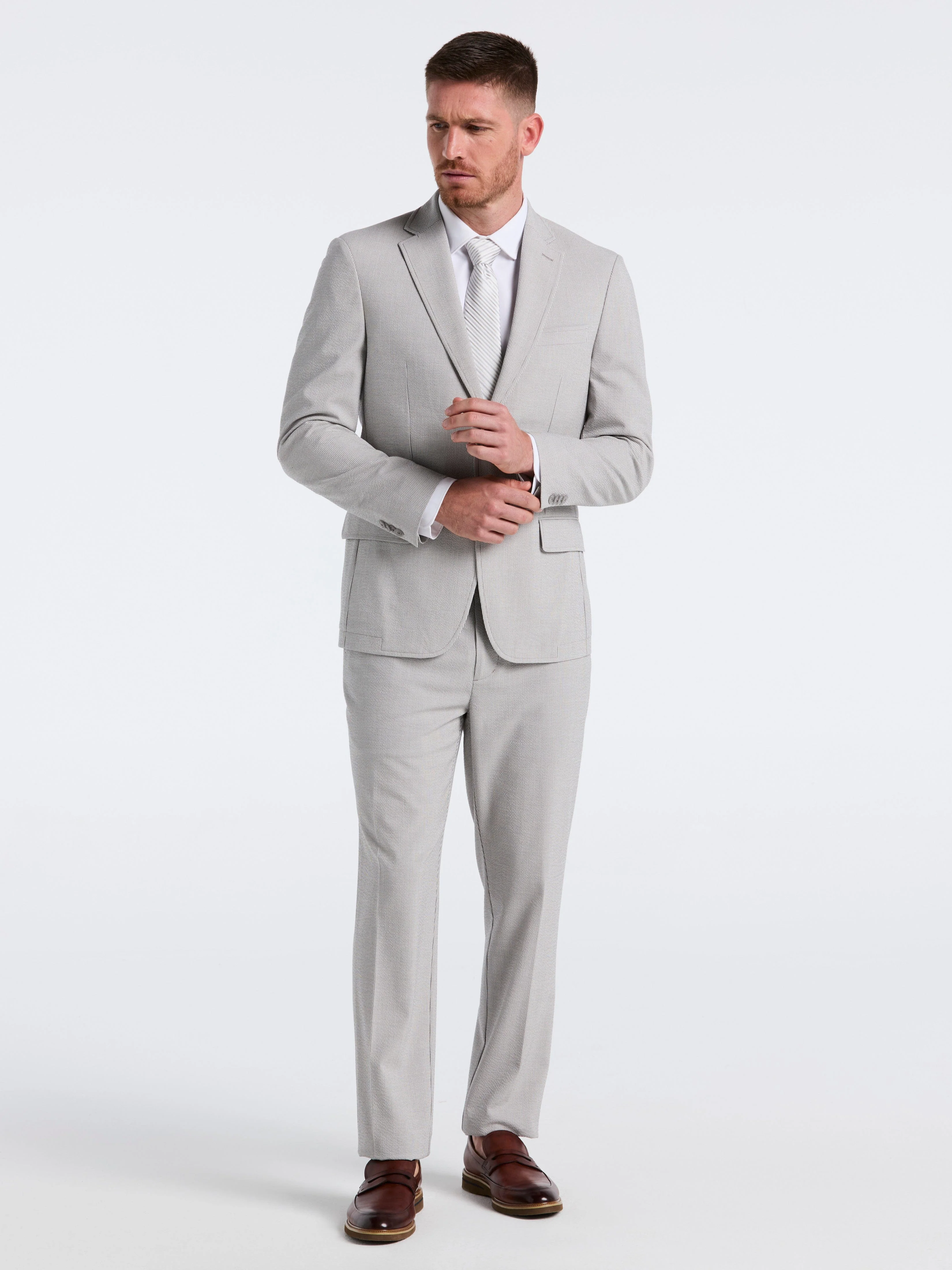 Slim Fit Seersucker Stripe Suit Jacket - Image 4