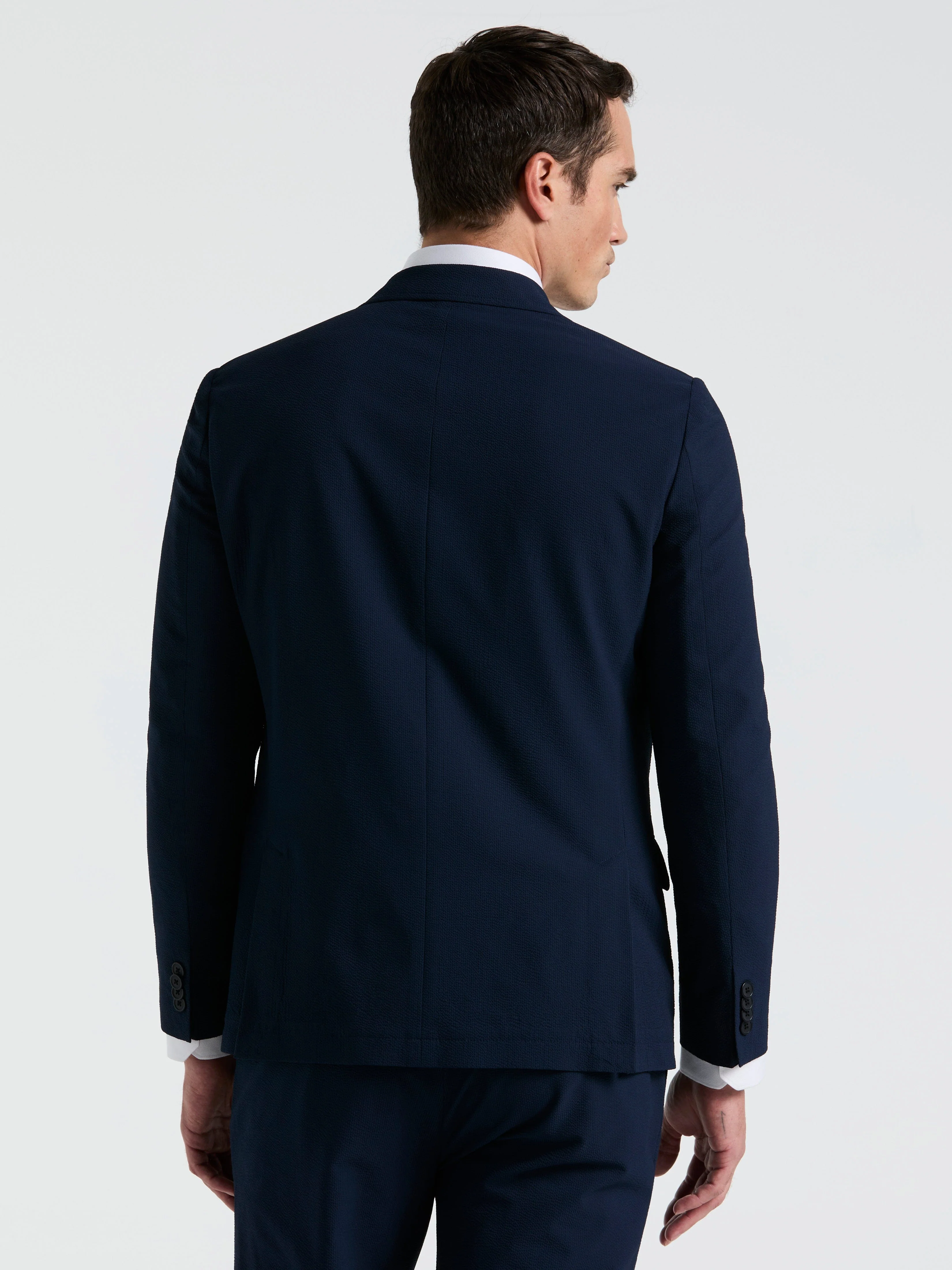 Slim Fit Seersucker Suit Jacket - Image 3