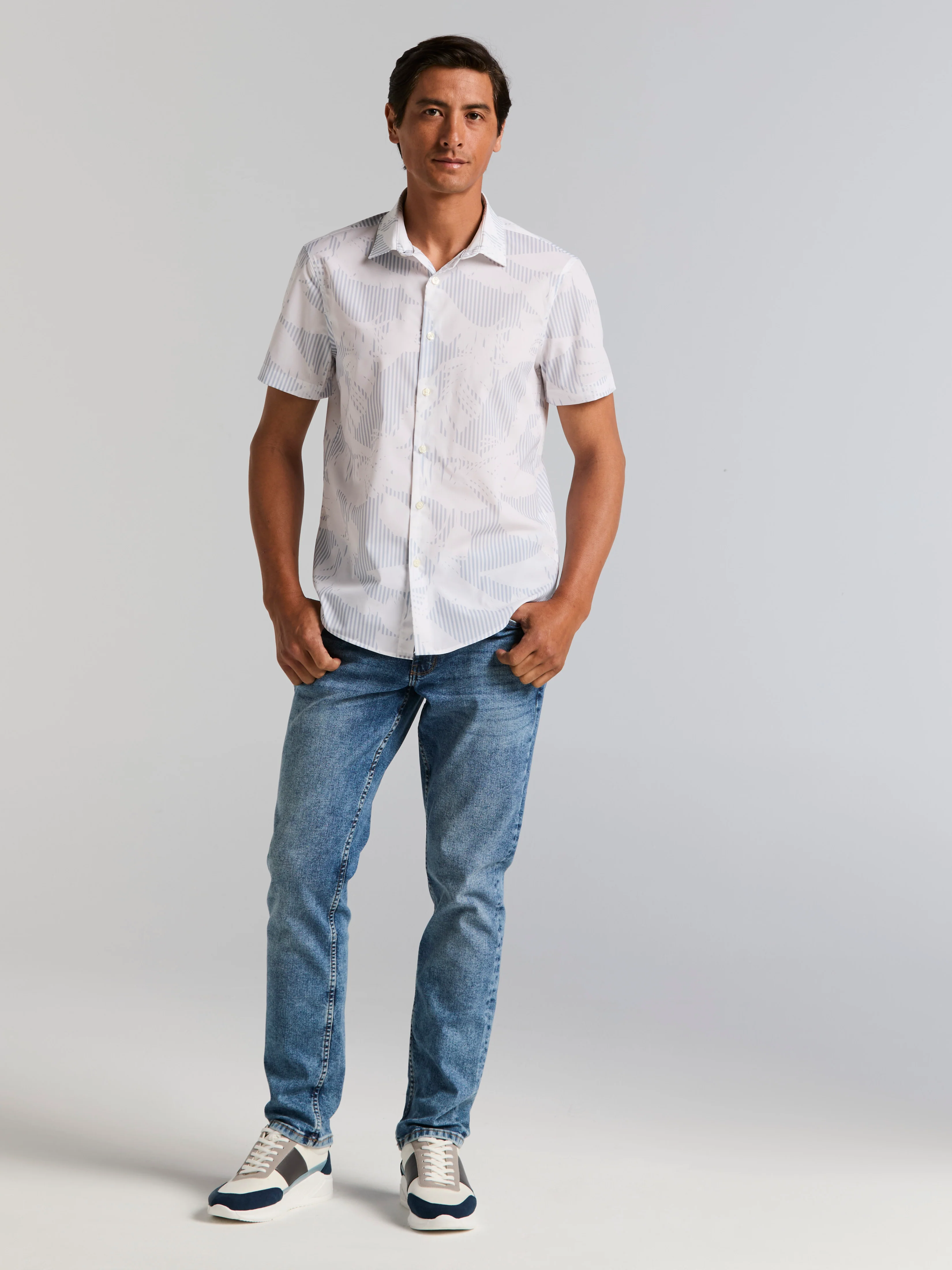 Slim Fit Feather Print Shirt - Image 5