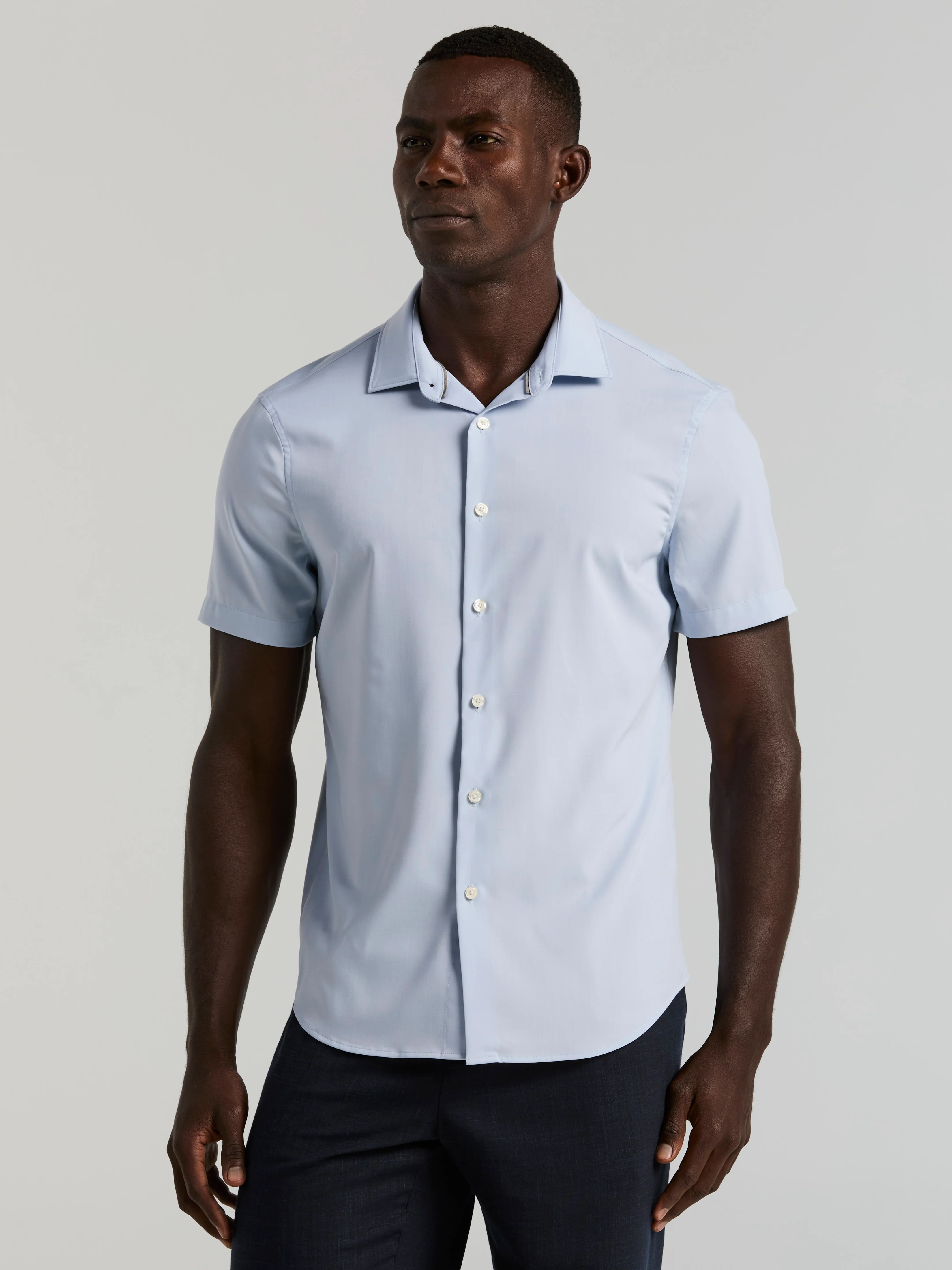 Slim Fit Total Stretch Heathered Short Sleeve Shirt - Image 11