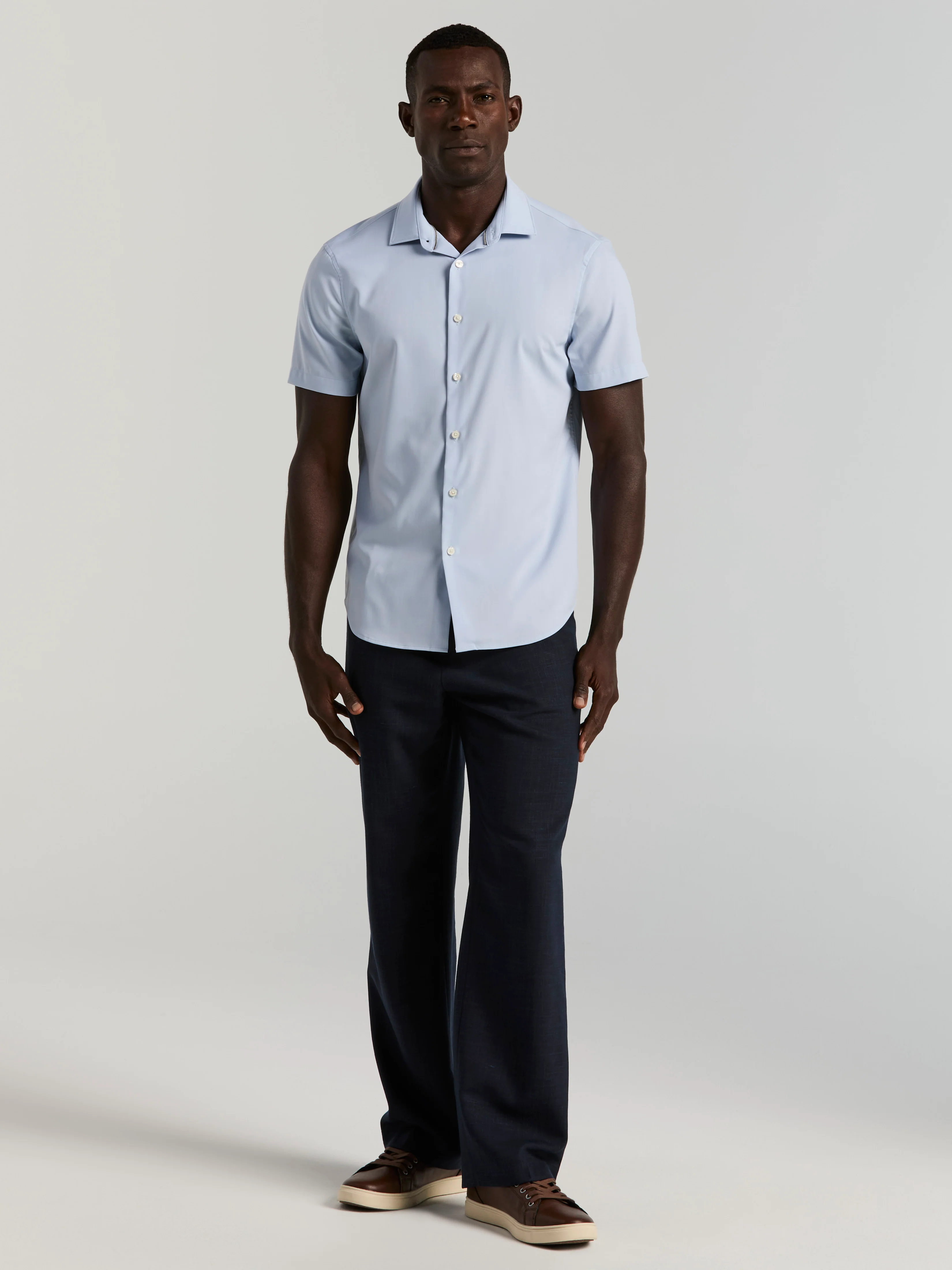 Slim Fit Total Stretch Heathered Short Sleeve Shirt - Image 14