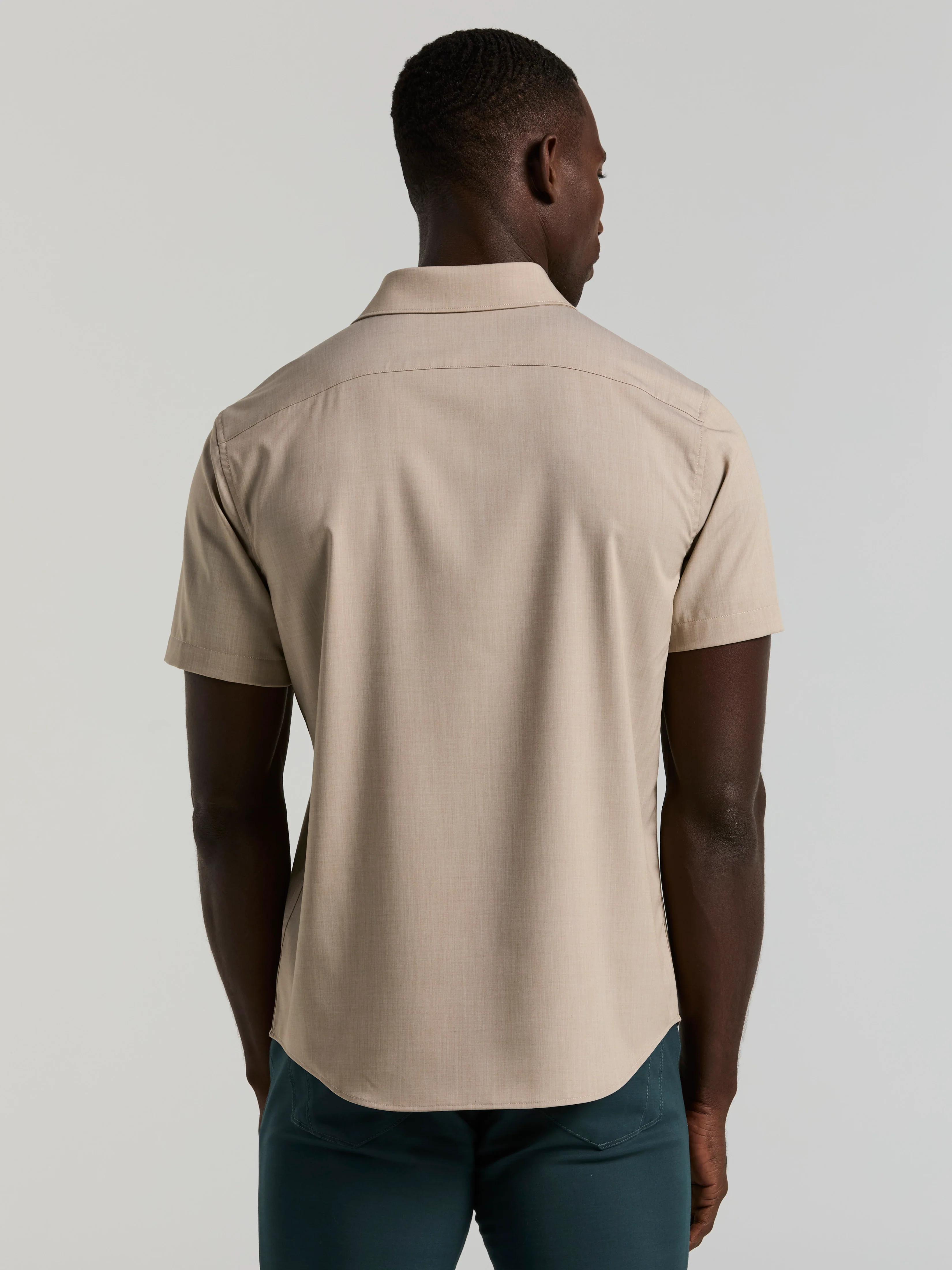 Slim Fit Total Stretch Heathered Short Sleeve Shirt - Image 17