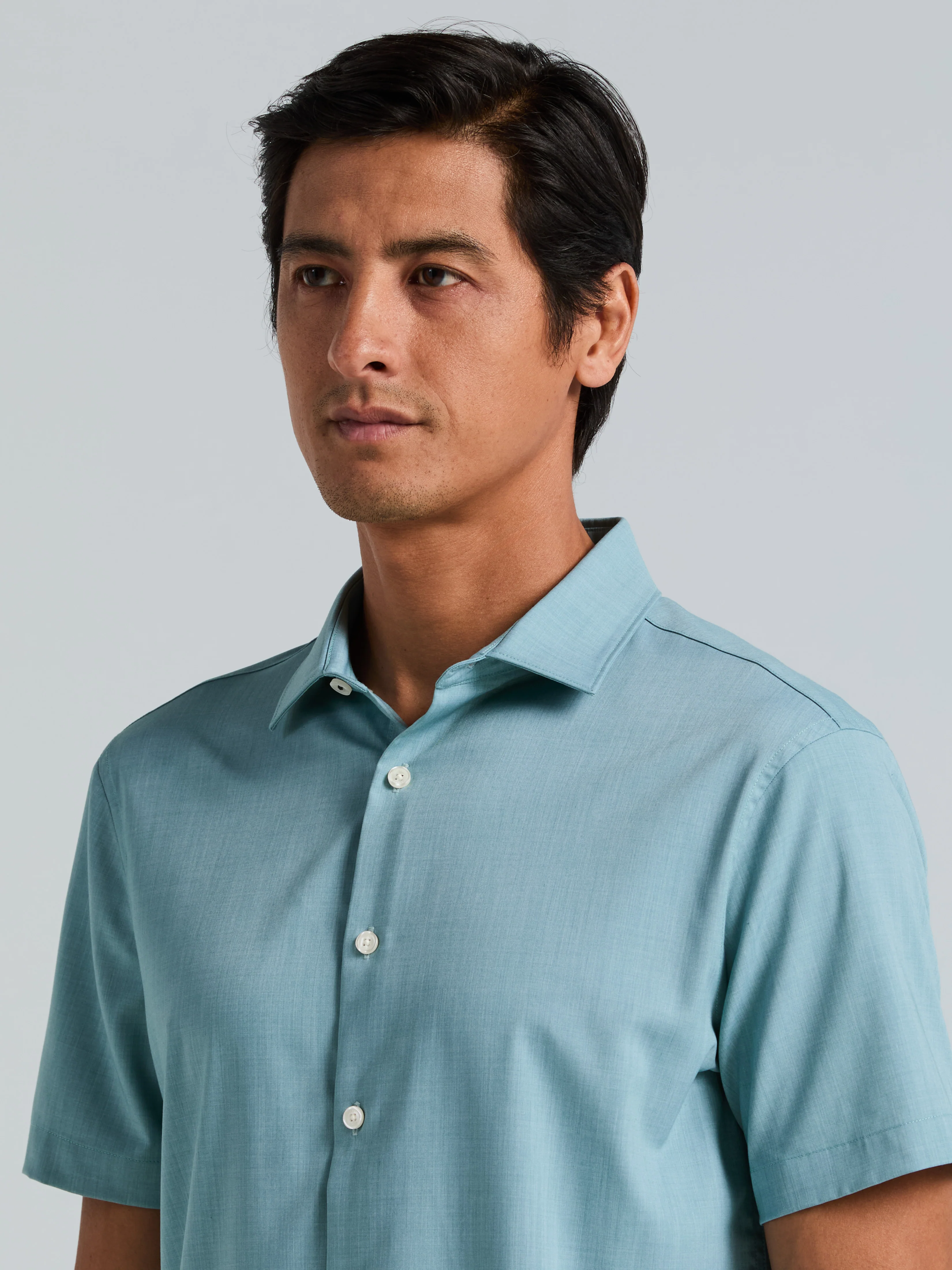 Slim Fit Total Stretch Heathered Short Sleeve Shirt - Image 2