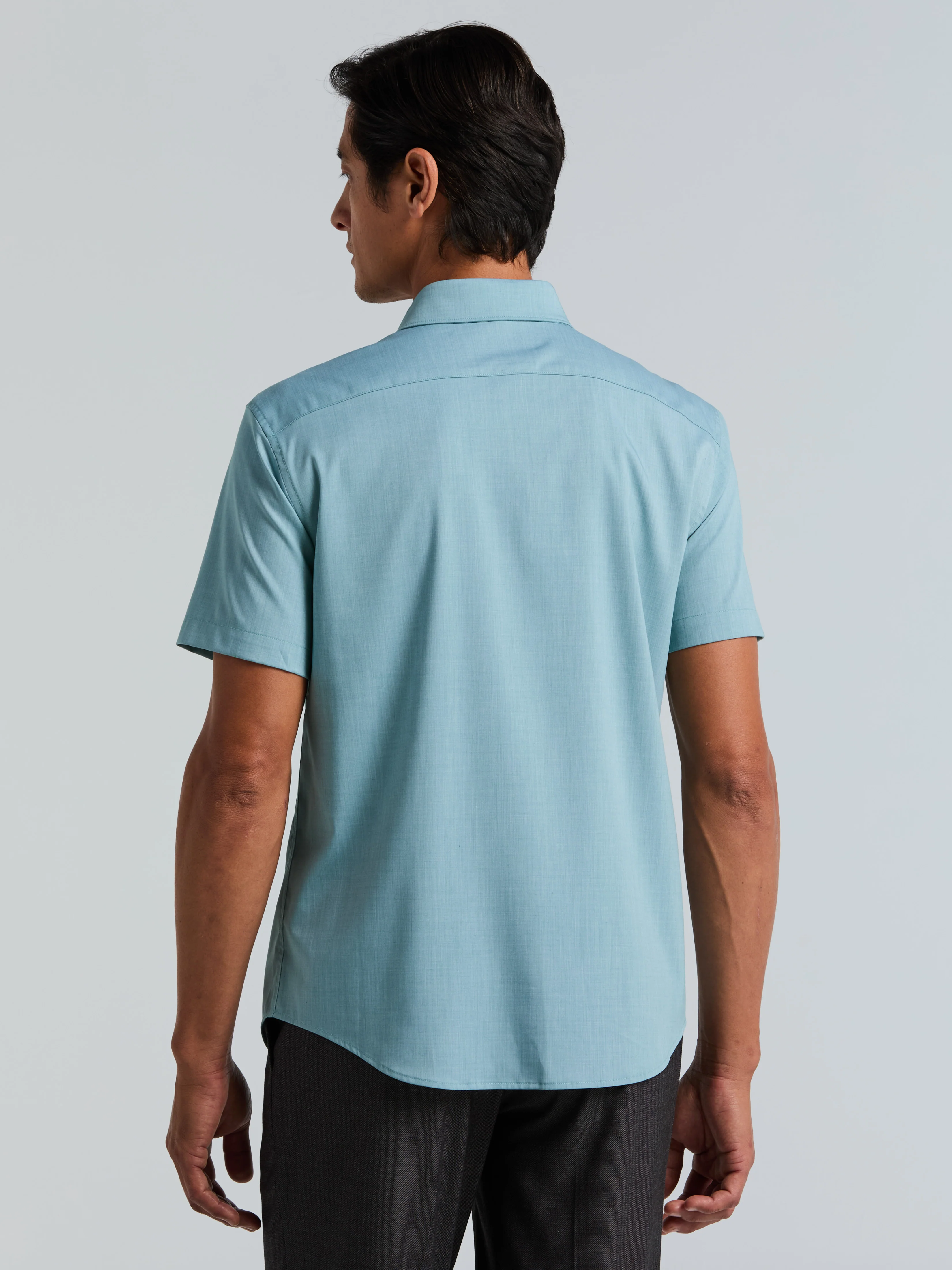 Slim Fit Total Stretch Heathered Short Sleeve Shirt - Image 3