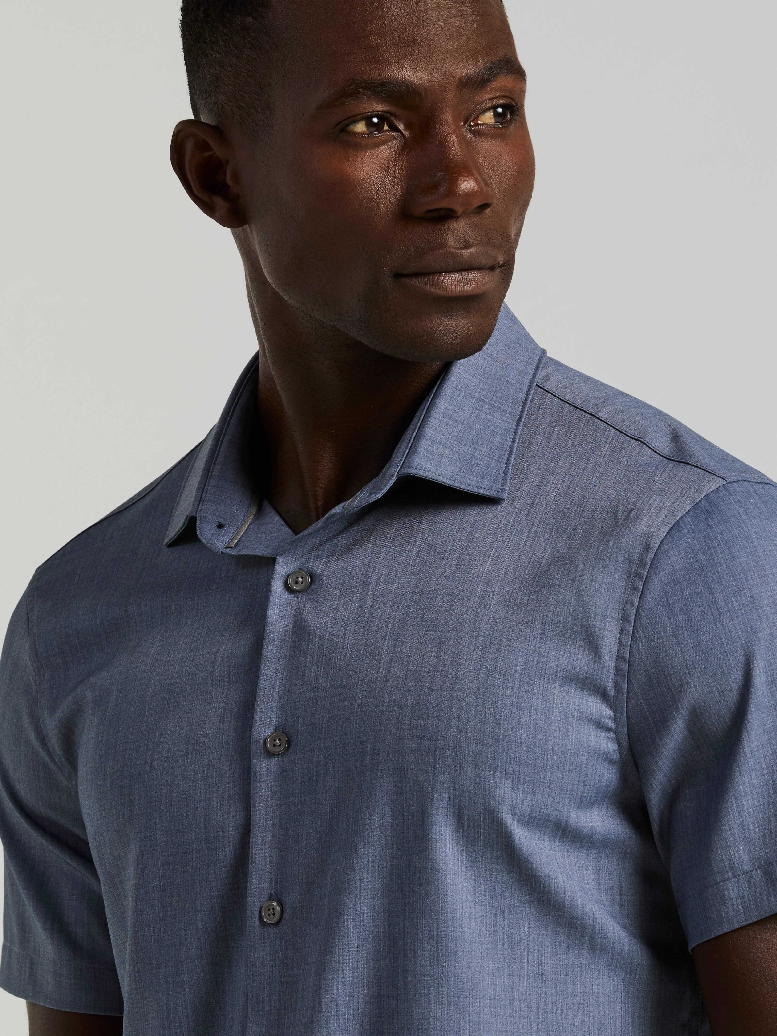 Slim Fit Total Stretch Heathered Short Sleeve Shirt - Image 7