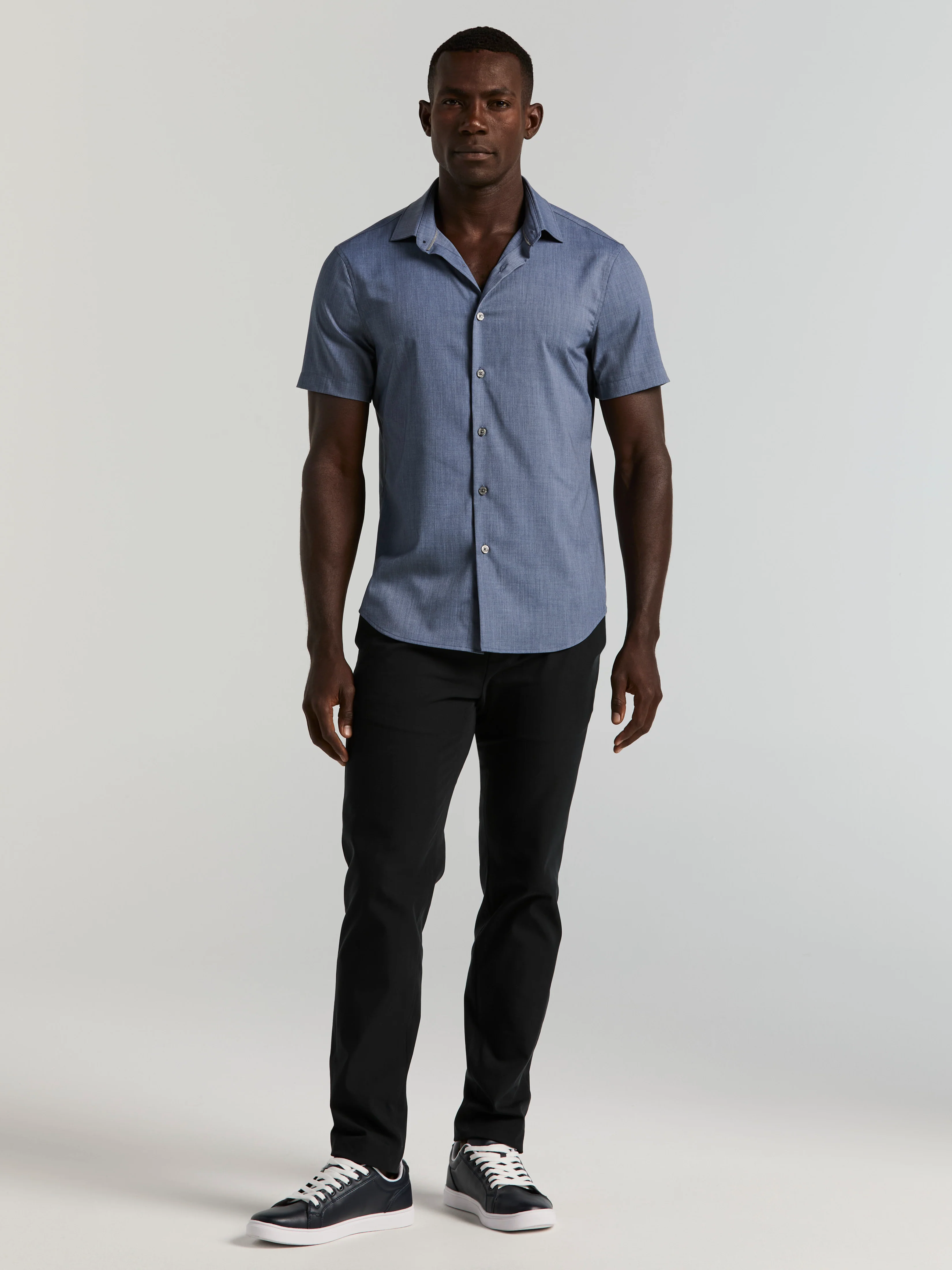 Slim Fit Total Stretch Heathered Short Sleeve Shirt - Image 9