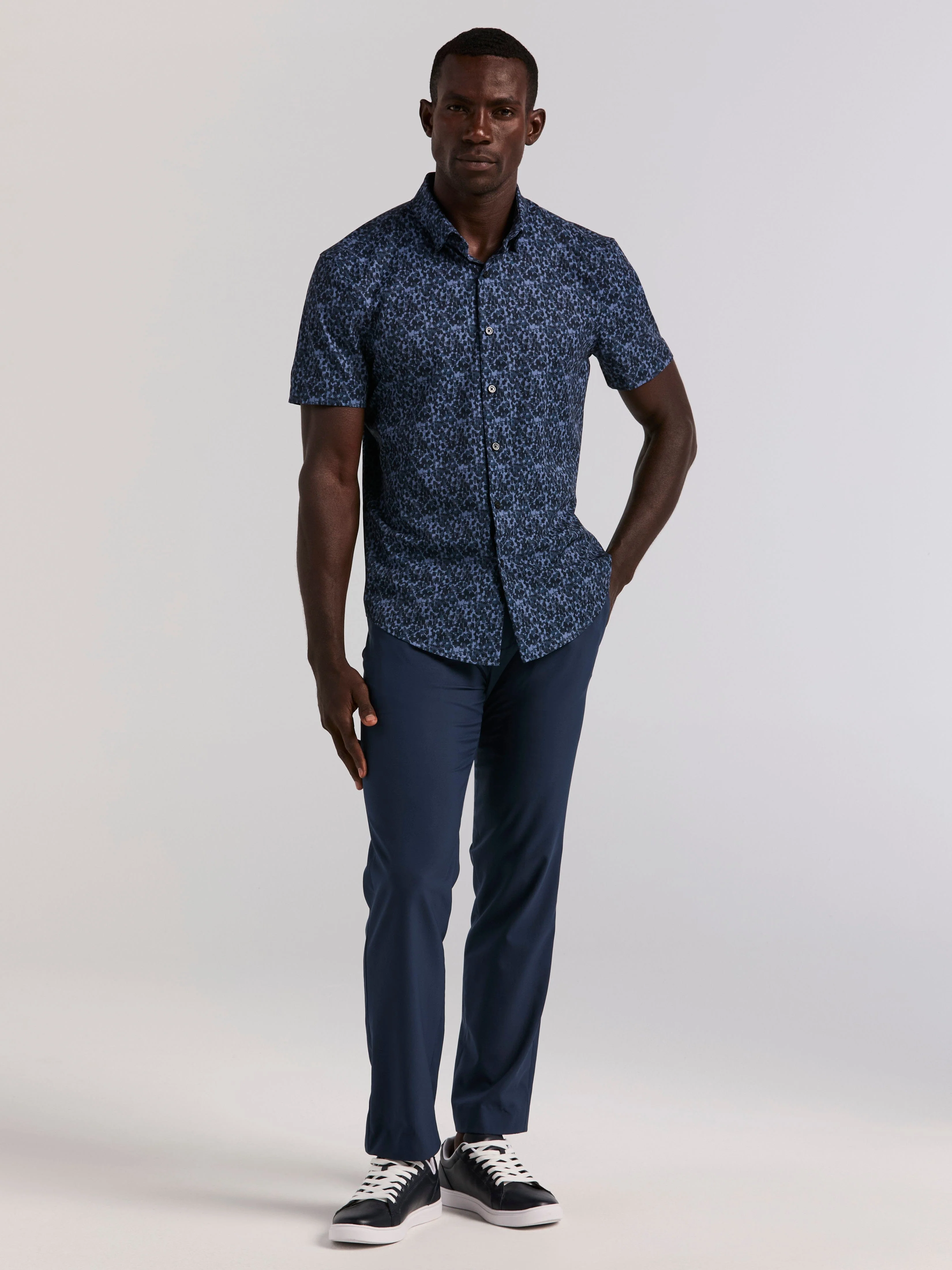 Slim Fit Watercolor Print Shirt - Image 4