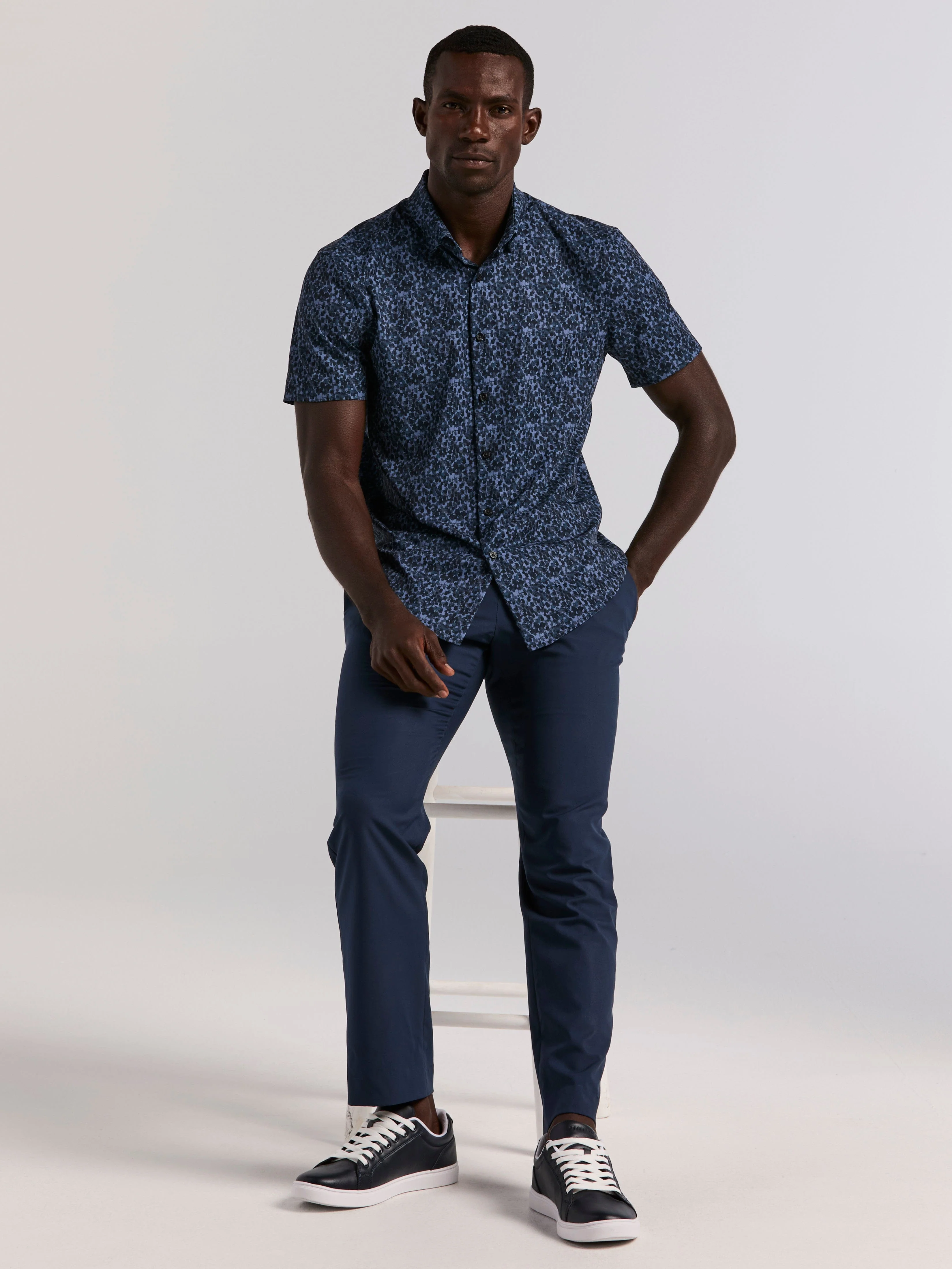 Slim Fit Watercolor Print Shirt - Image 5