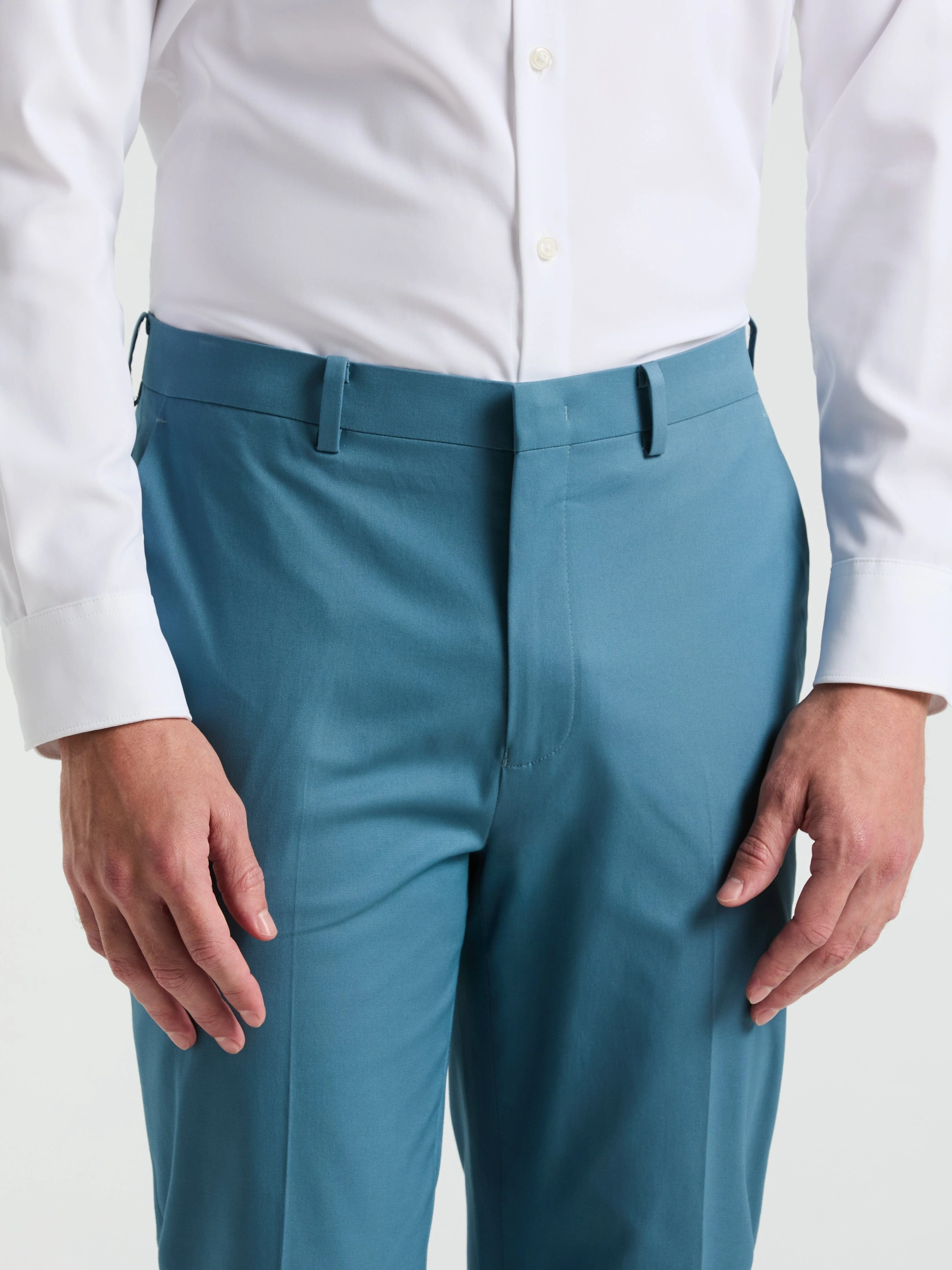 Slim Fit Solid Cotton Blend Suit Pant - Image 4