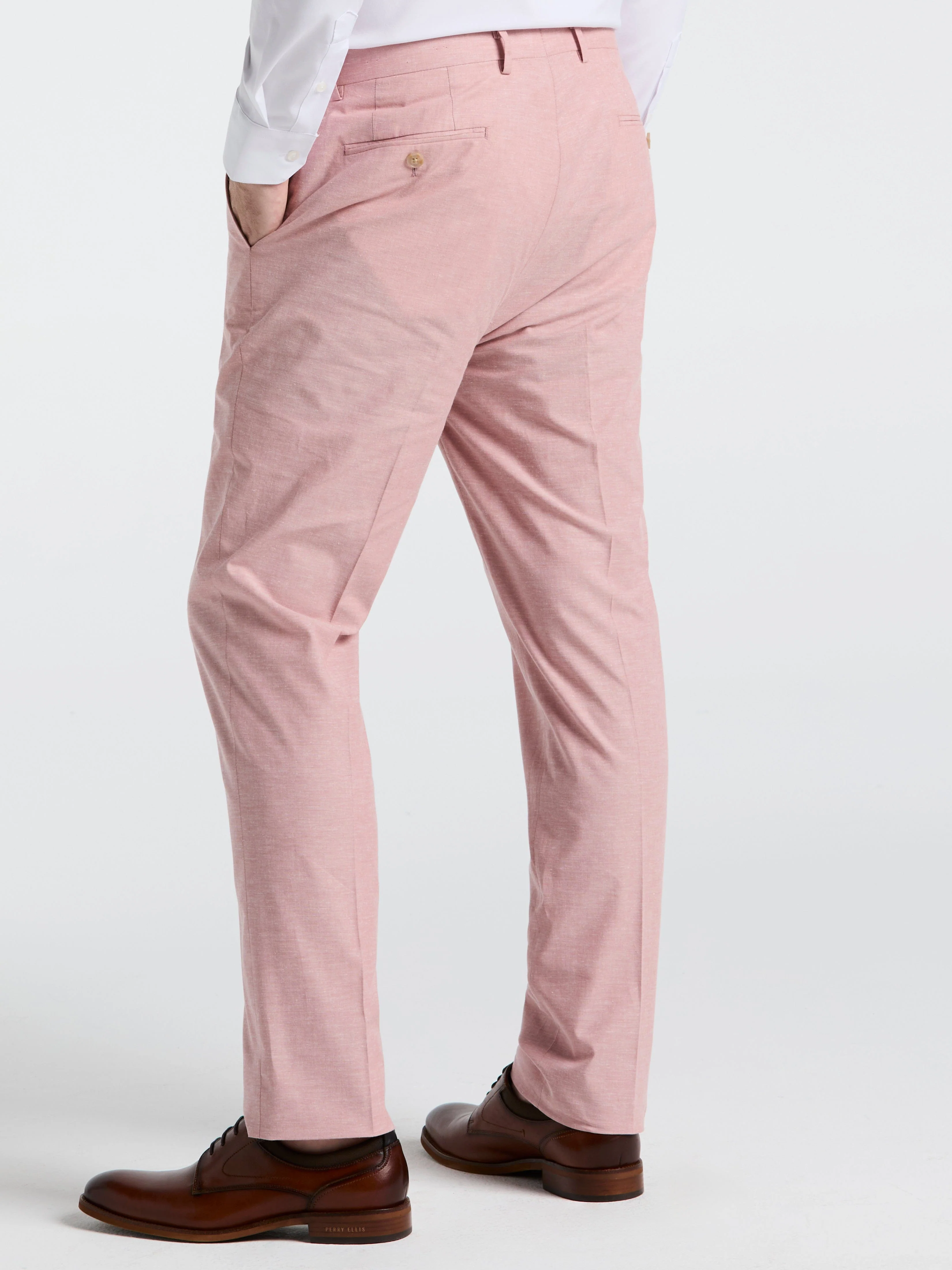 Slim Fit Solid Linen Blend Pant - Image 2