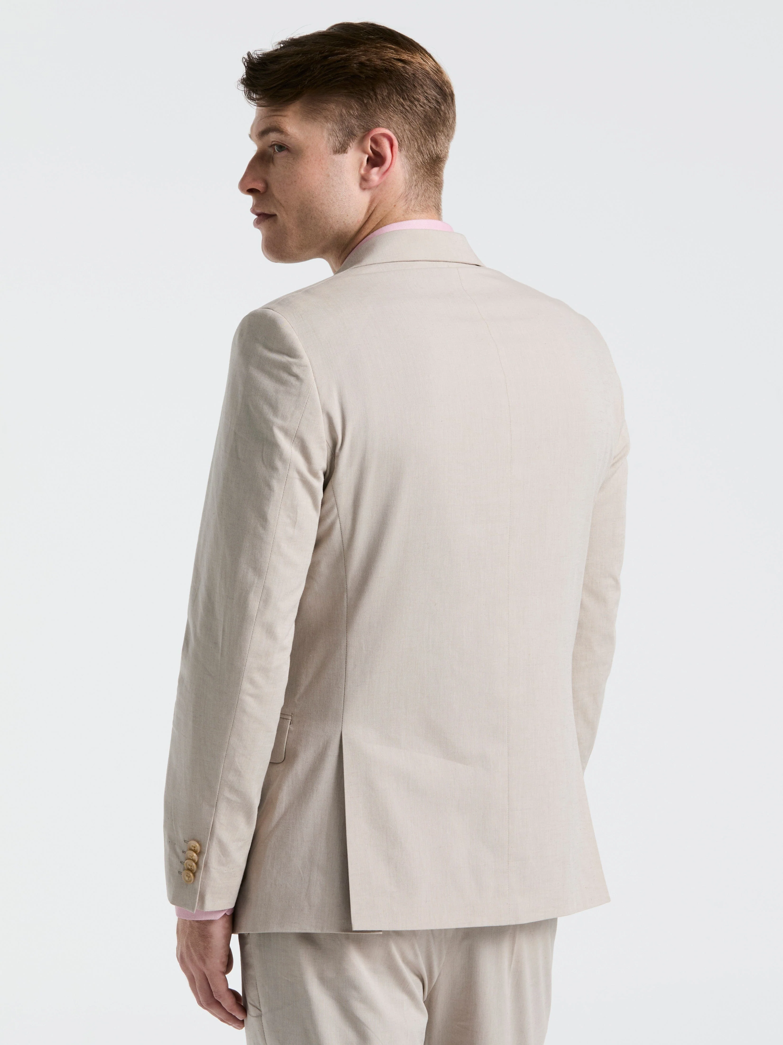 Slim Fit Solid Linen Blend Suit Jacket - Image 2