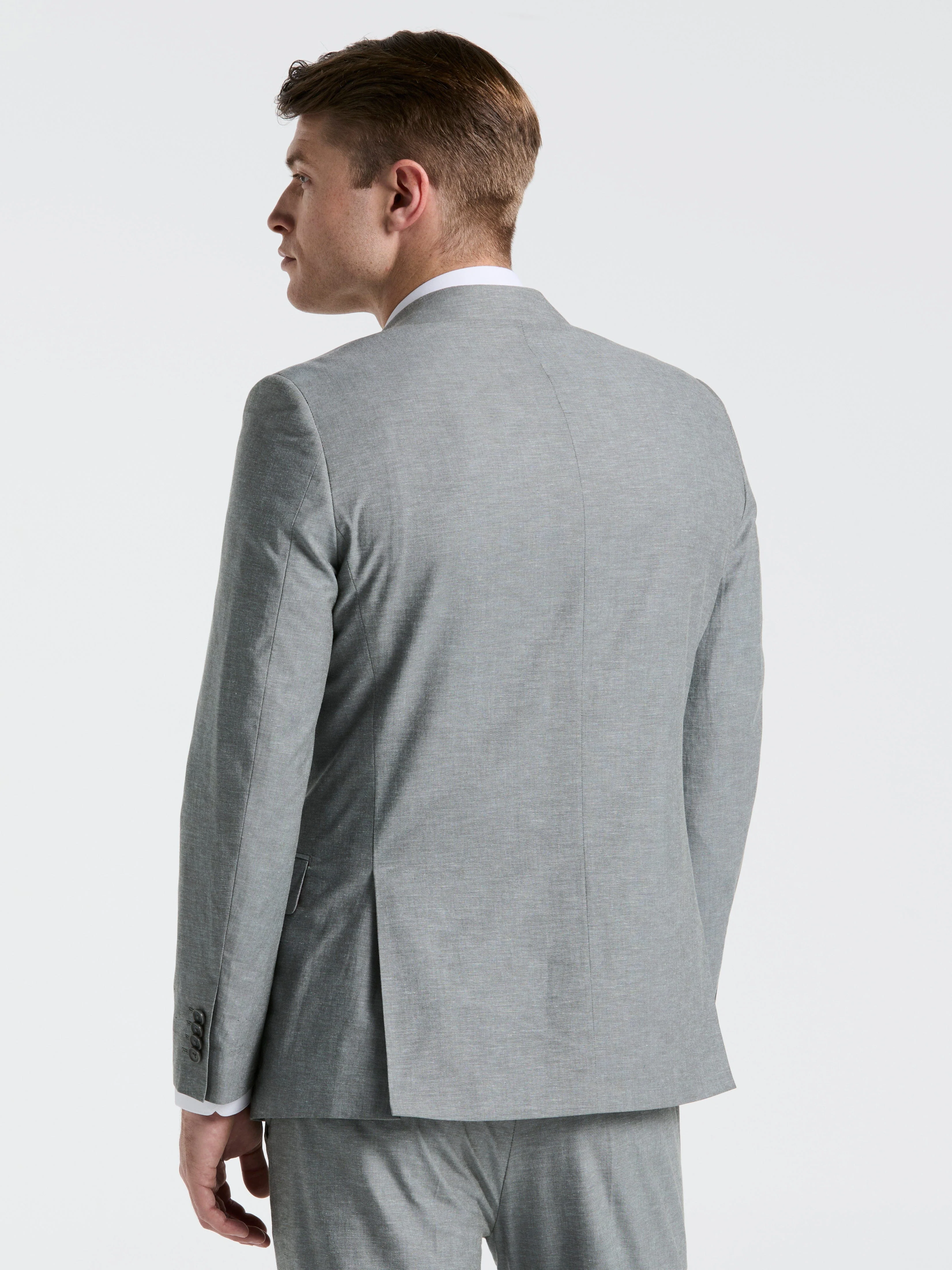 Slim Fit Solid Linen Blend Suit Jacket - Image 2