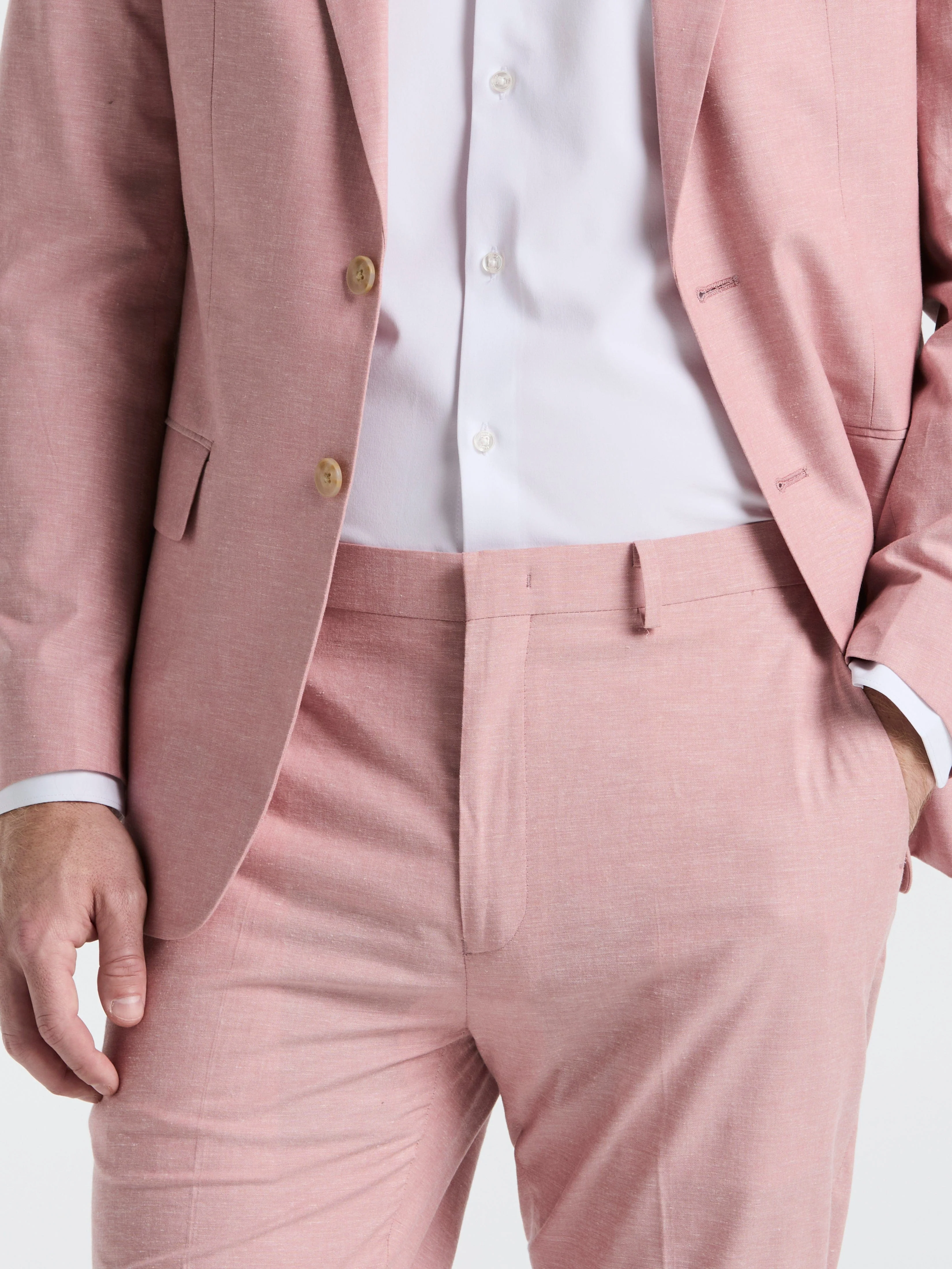 Slim Fit Solid Linen Blend Suit Jacket - Image 2