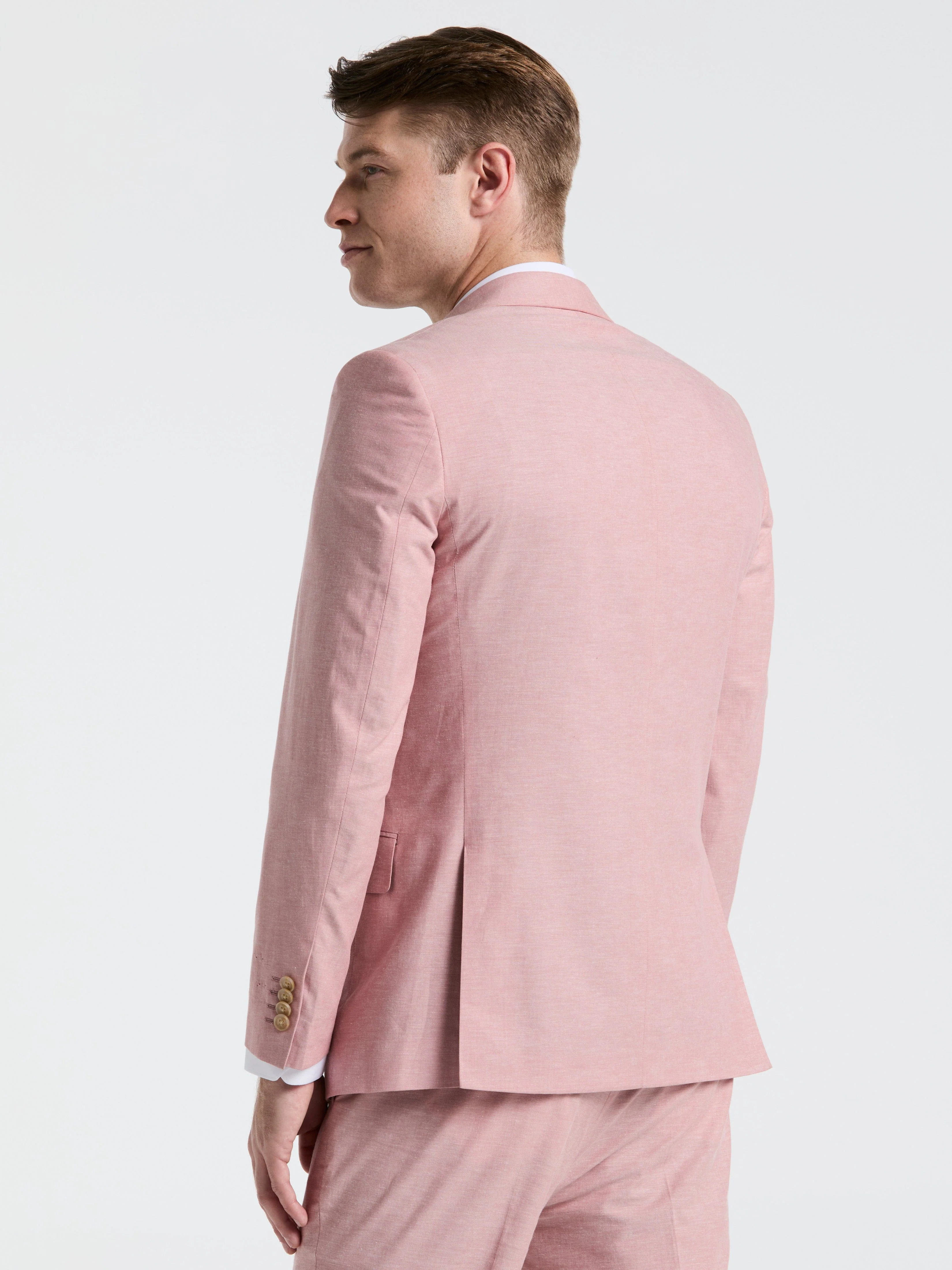 Slim Fit Solid Linen Blend Suit Jacket - Image 3