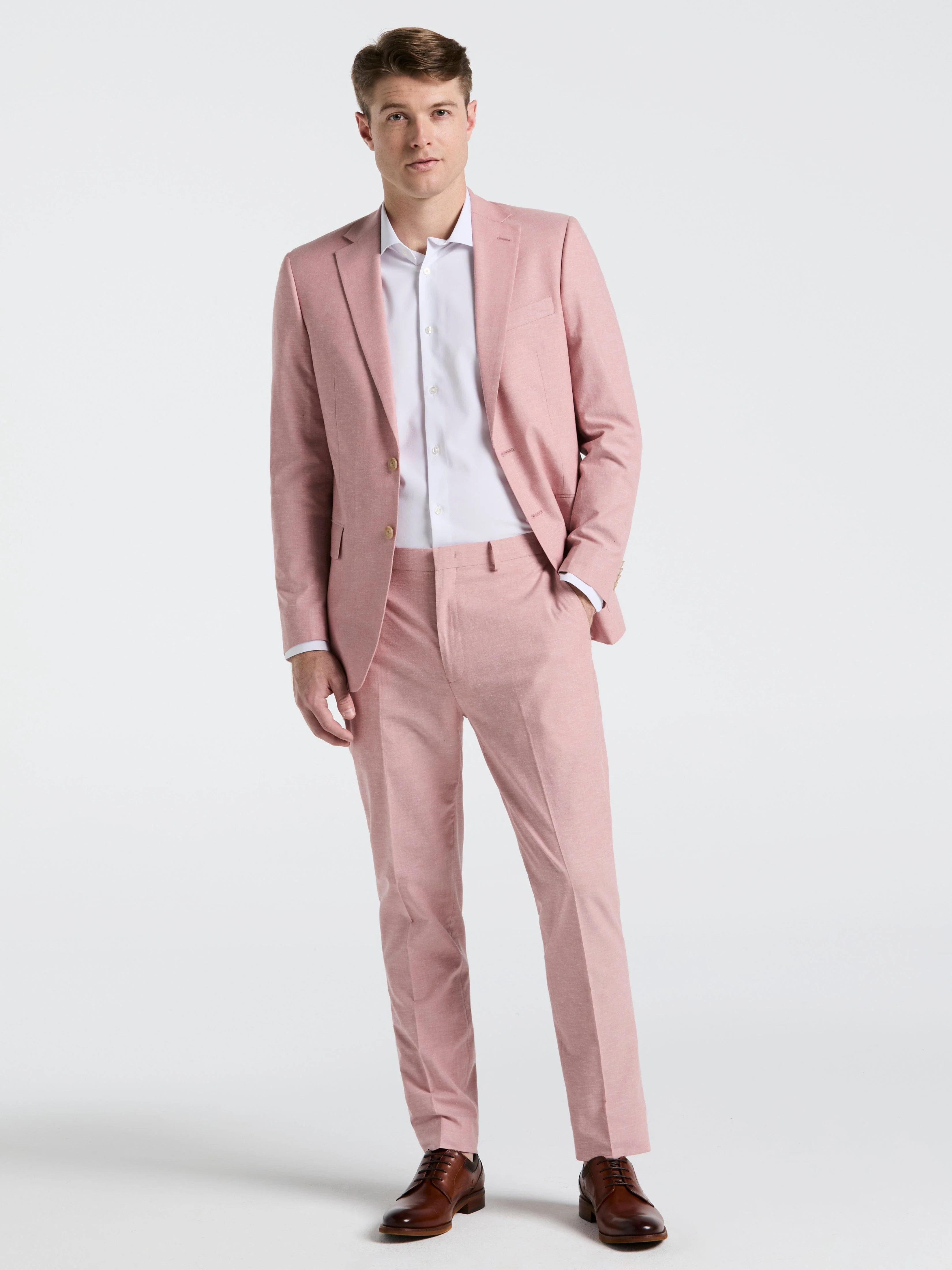Slim Fit Solid Linen Blend Suit Jacket - Image 4