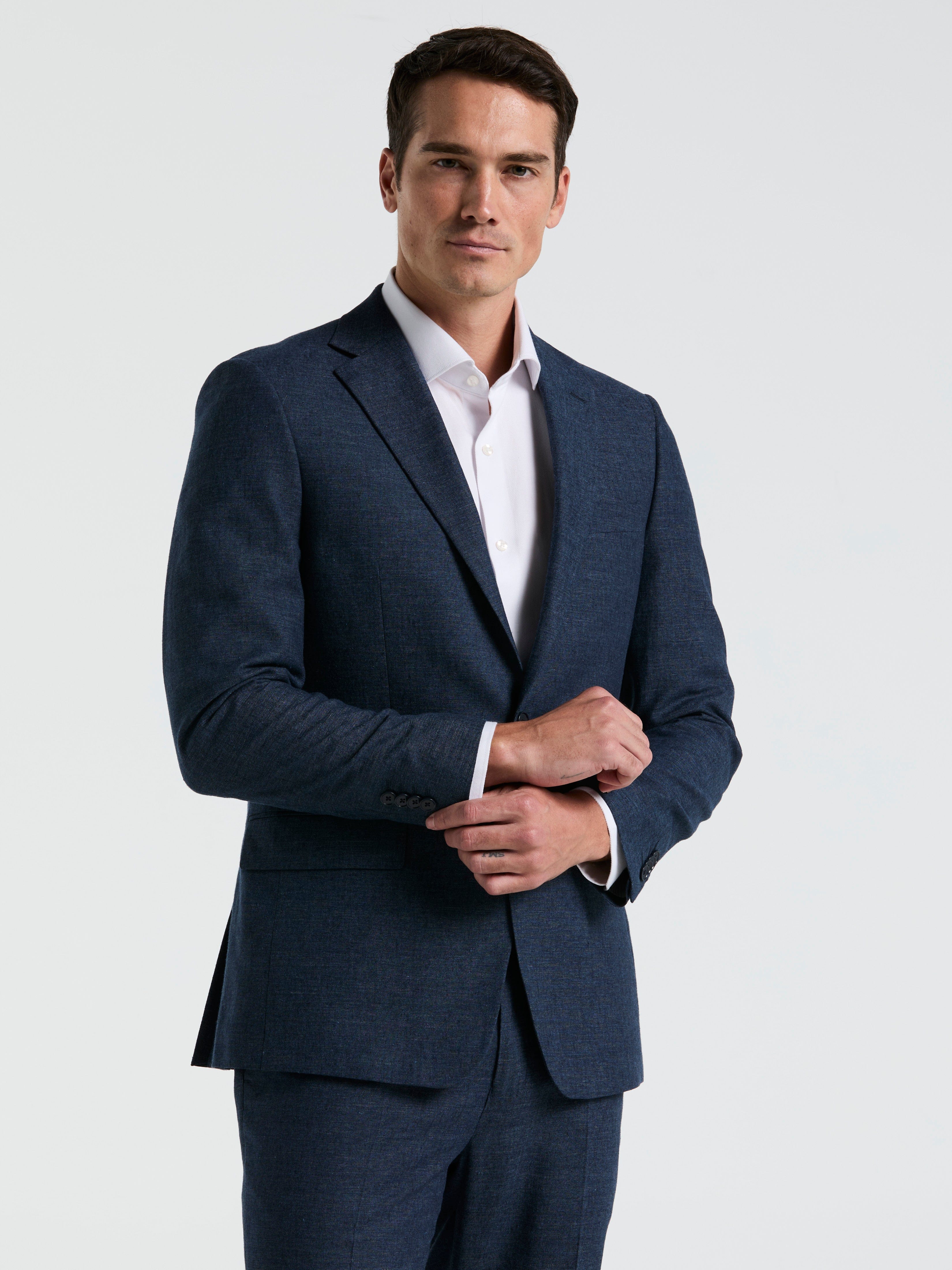 Slim Fit Solid Linen Blend Suit Jacket - Image 2