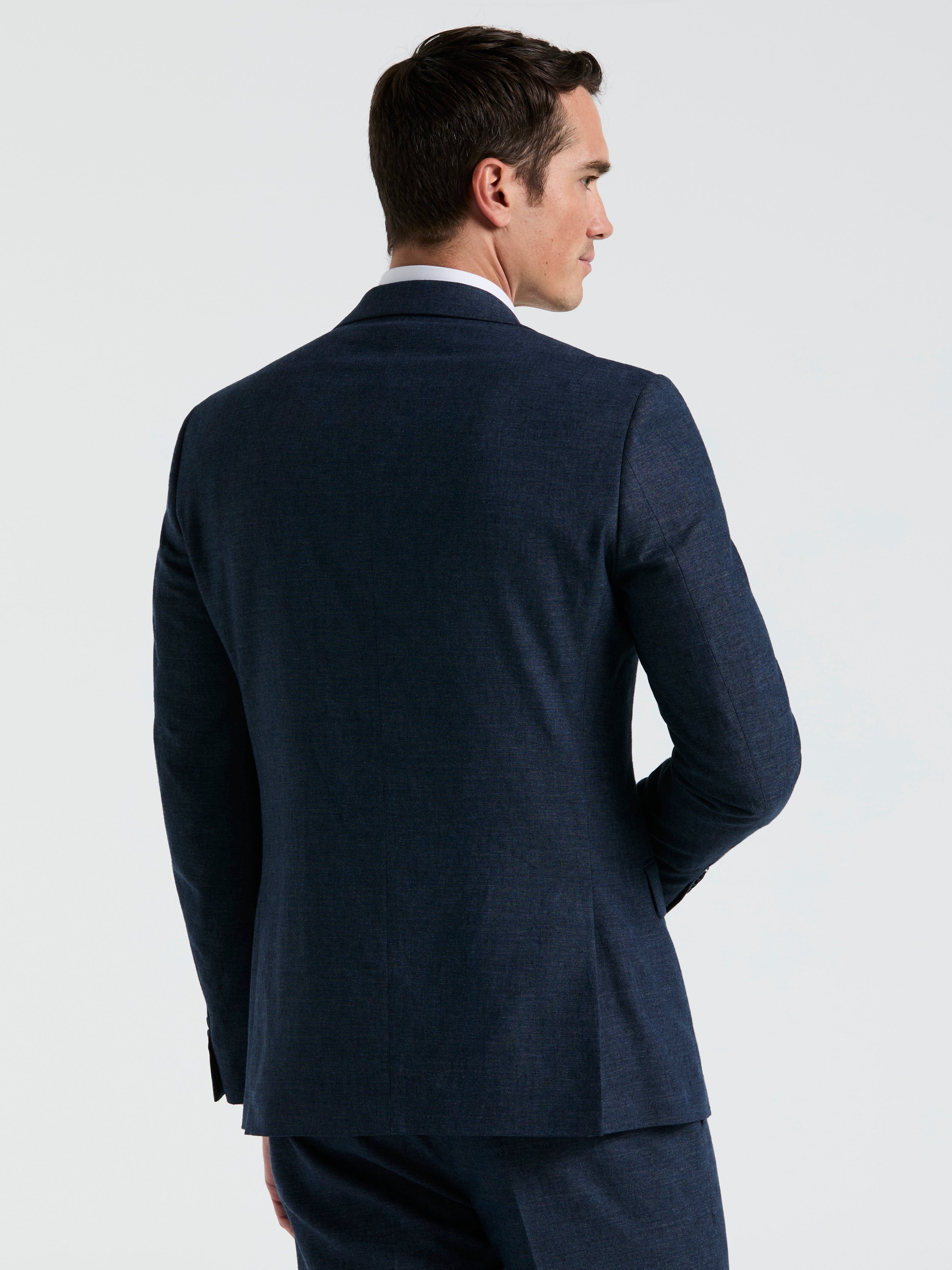 Slim Fit Solid Linen Blend Suit Jacket - Image 3