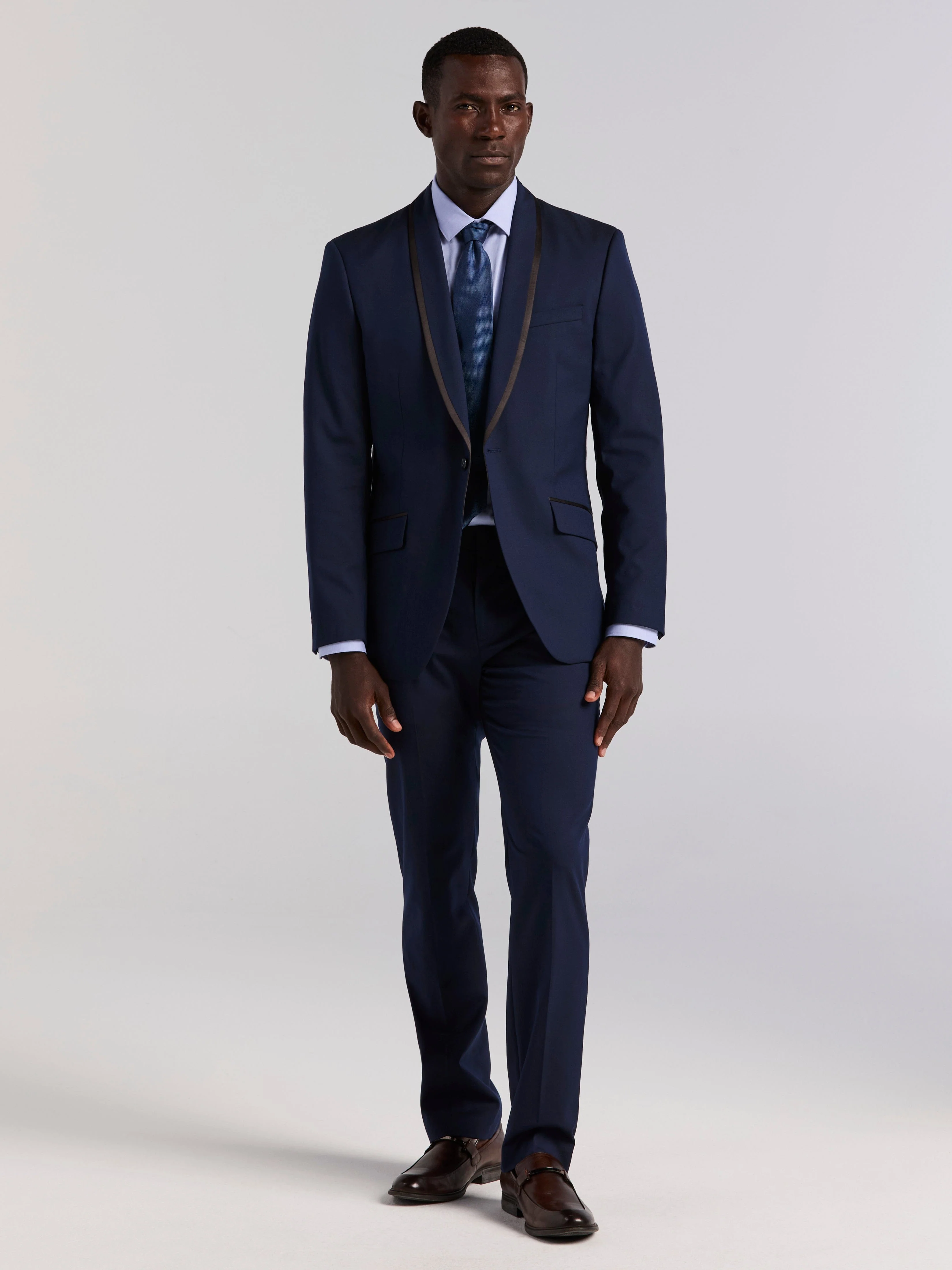 Slim Fit Stretch Dark Sapphire Tuxedo Suit - Image 2